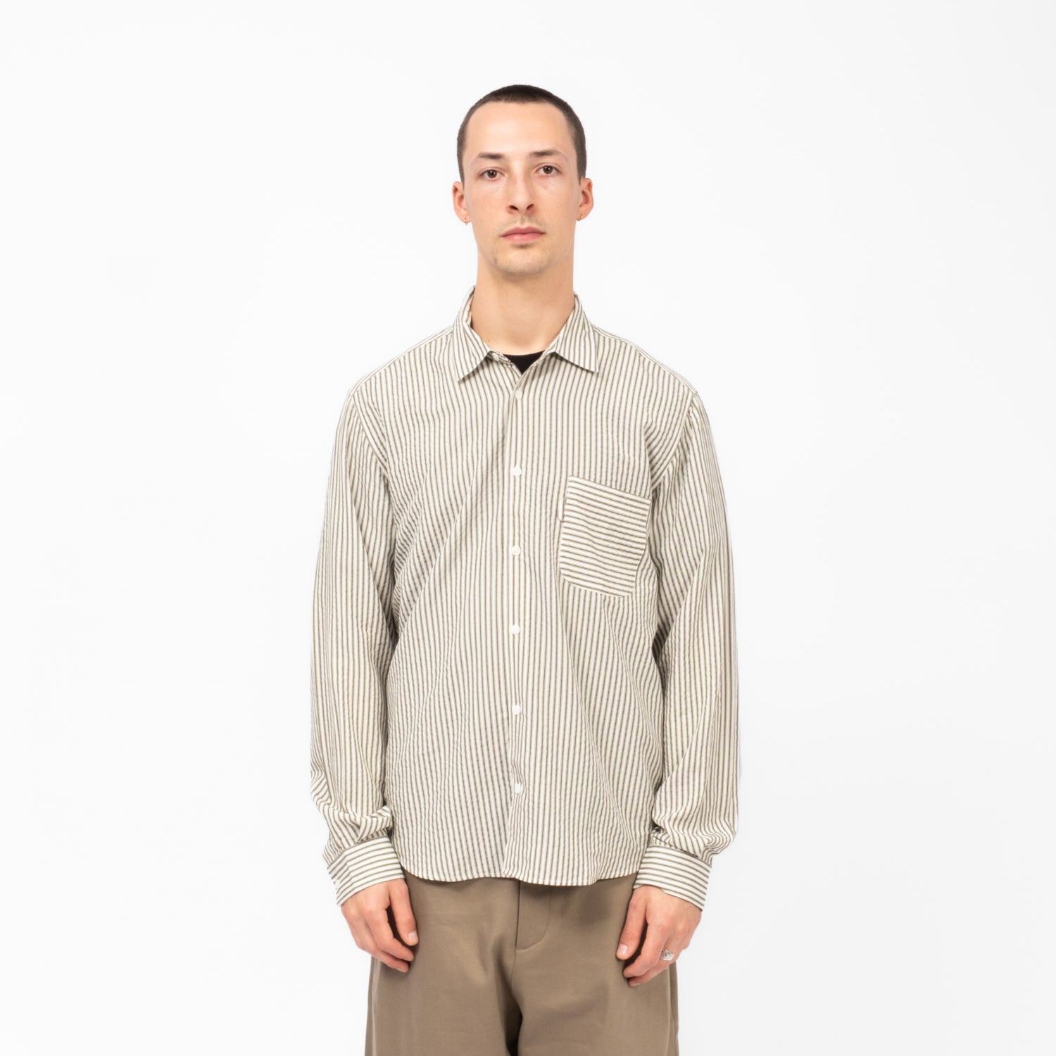 [YMC] CURTIS SHIRT _ GREEN/WHITE