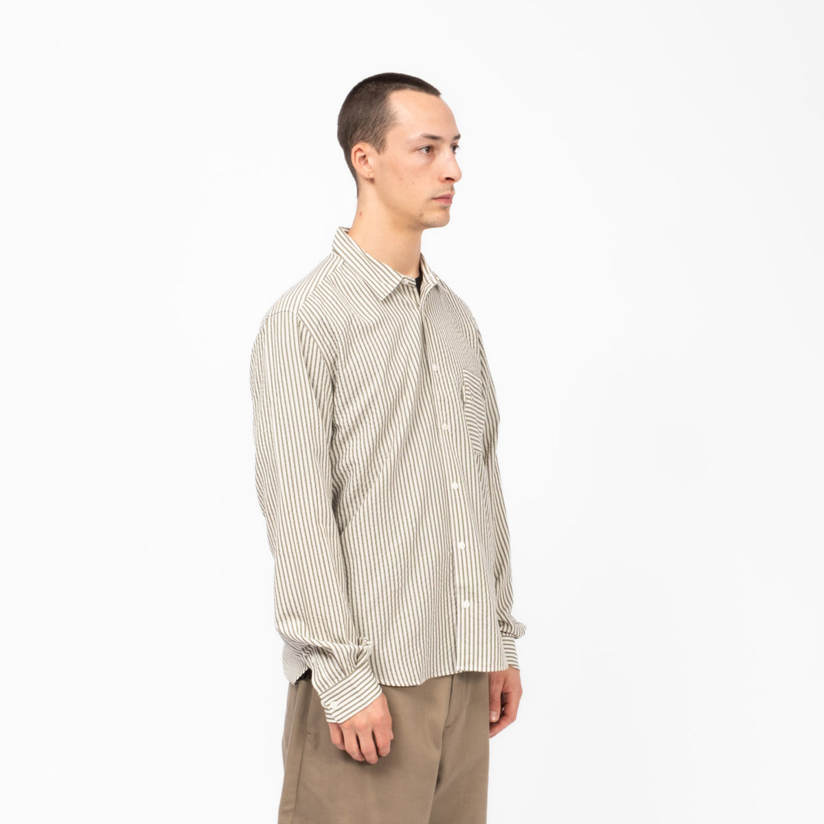 [YMC] CURTIS SHIRT _ GREEN/WHITE