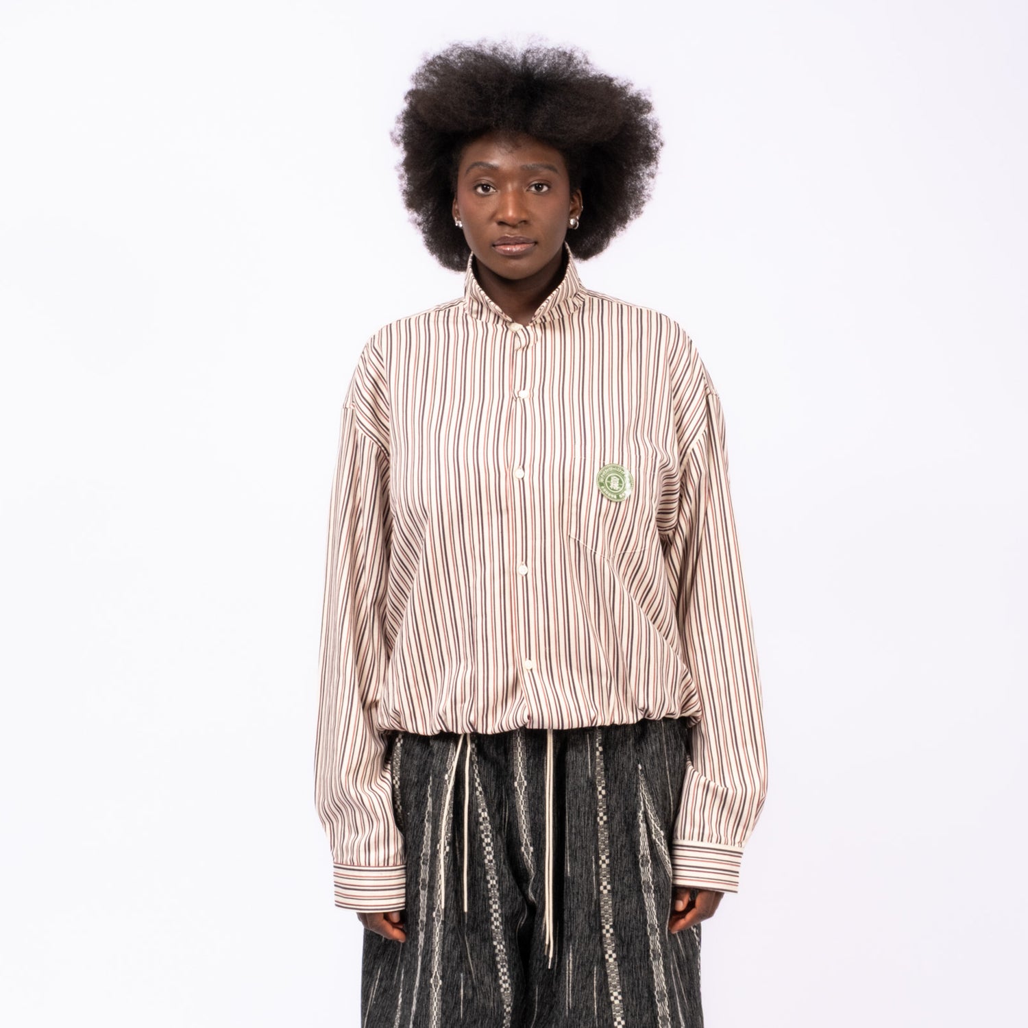 [SILLAGE] BANSHU ORI RIBBED SHIRTS _ RED BLACK STRIPE
