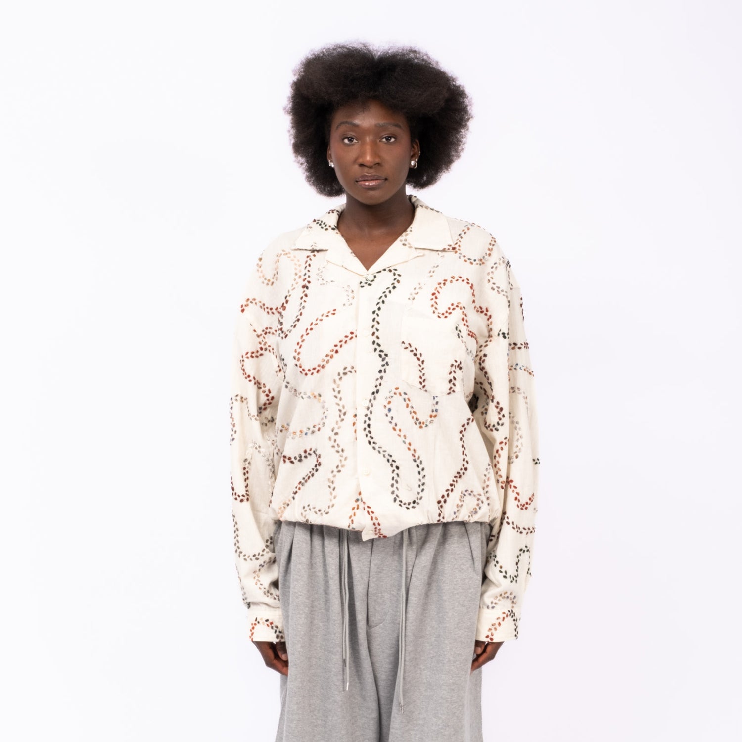 [SILLAGE] RIBBED SHIRT FLOWER _ KHADI