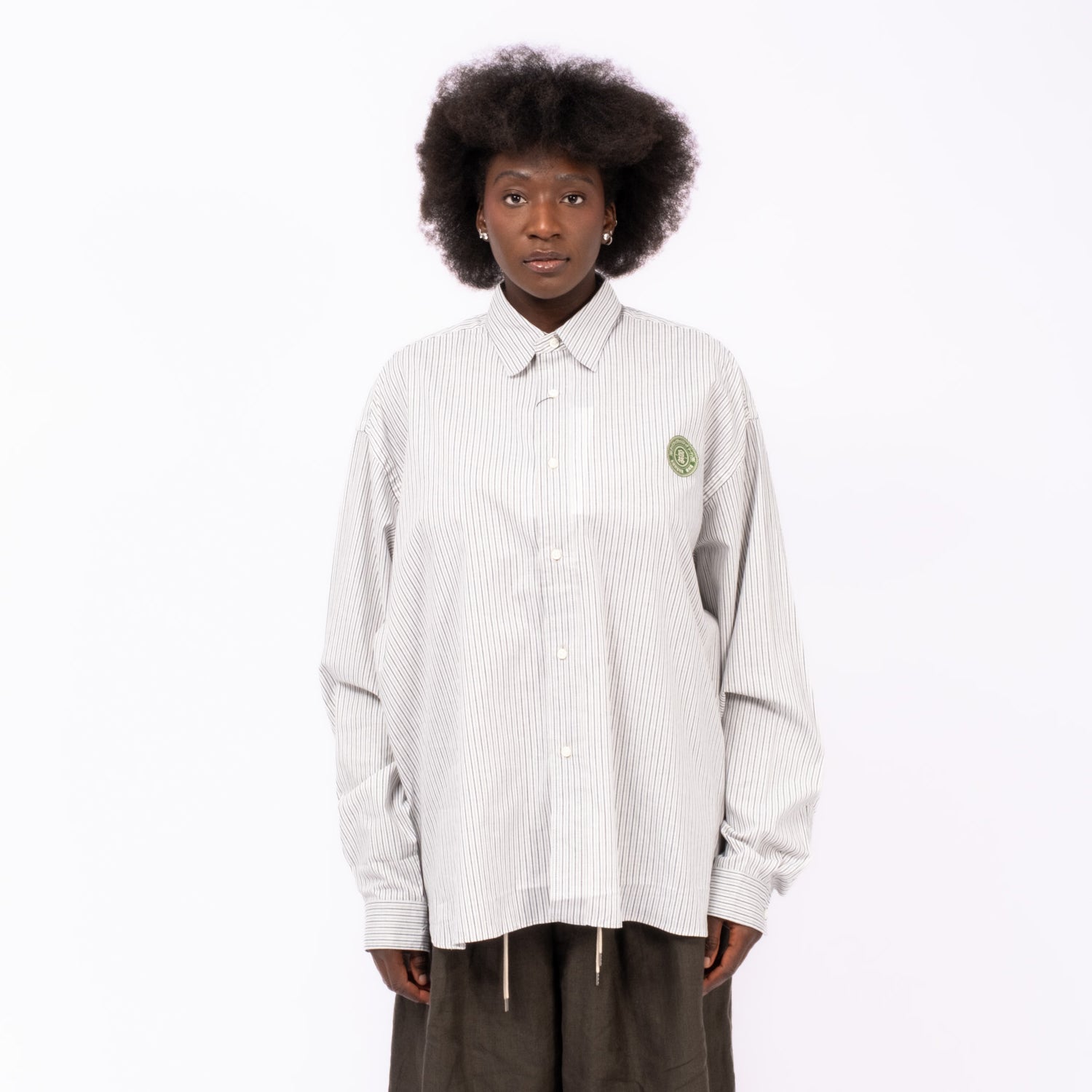 [SILLAGE] BANSHU ORI WIDE SHIRT _ BROWN STRIPE