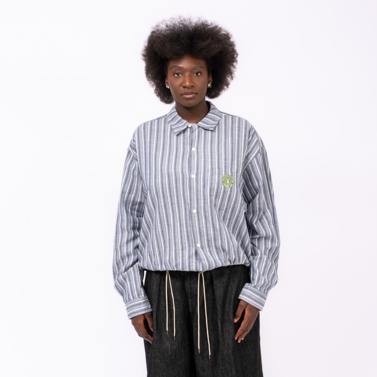 [SILLAGE] BANSHU ORI RIBBED SHIRTS _ BLUE MULTI STRIPE