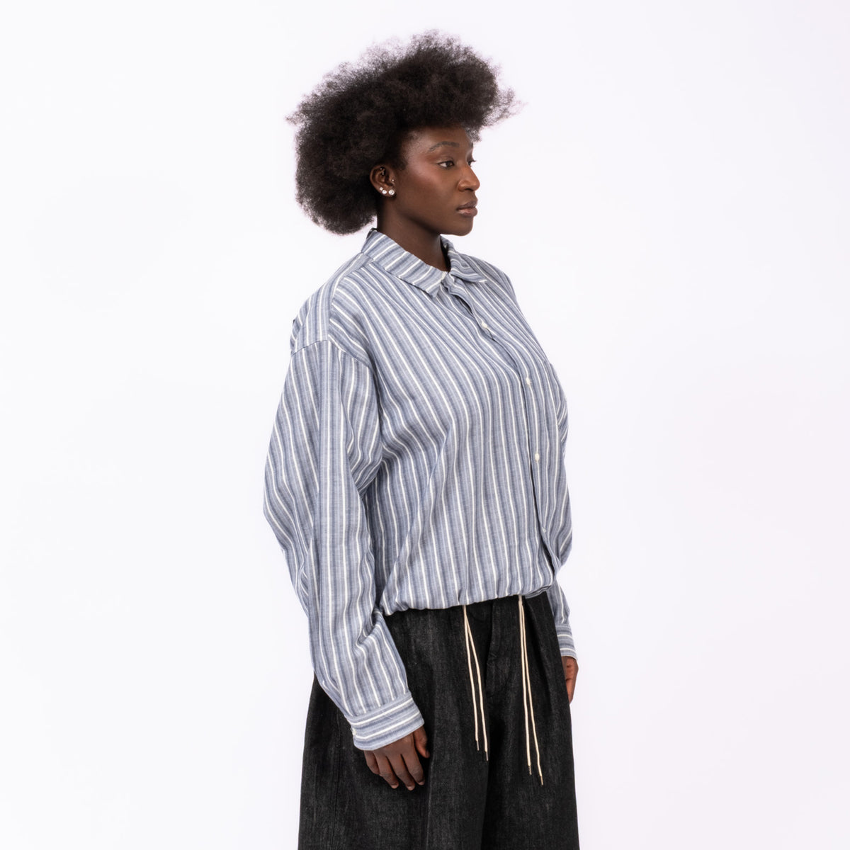 [SILLAGE] BANSHU ORI RIBBED SHIRTS _ BLUE MULTI STRIPE