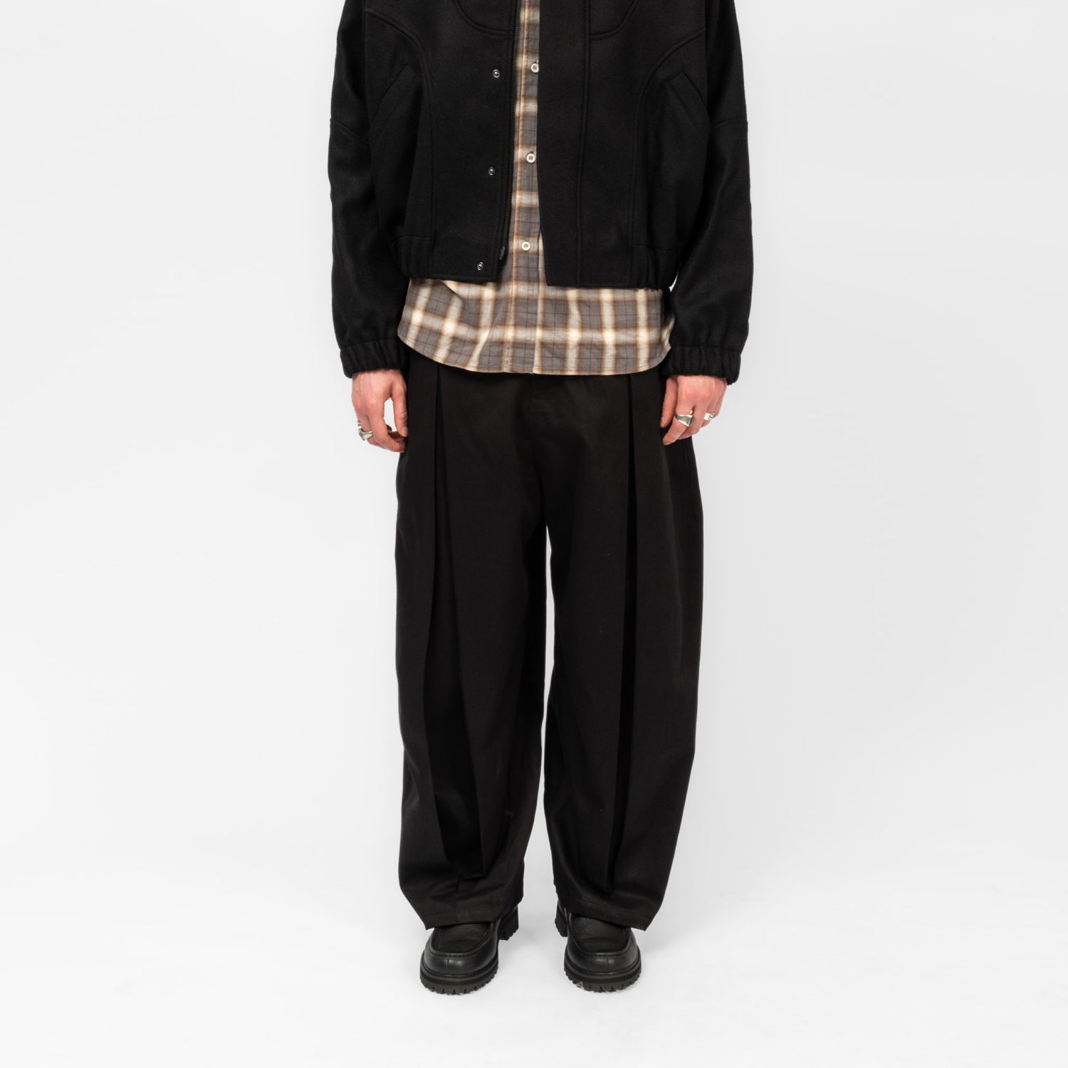 [SAGE NATION] BOX PLEAT TROUSER _ BLACK