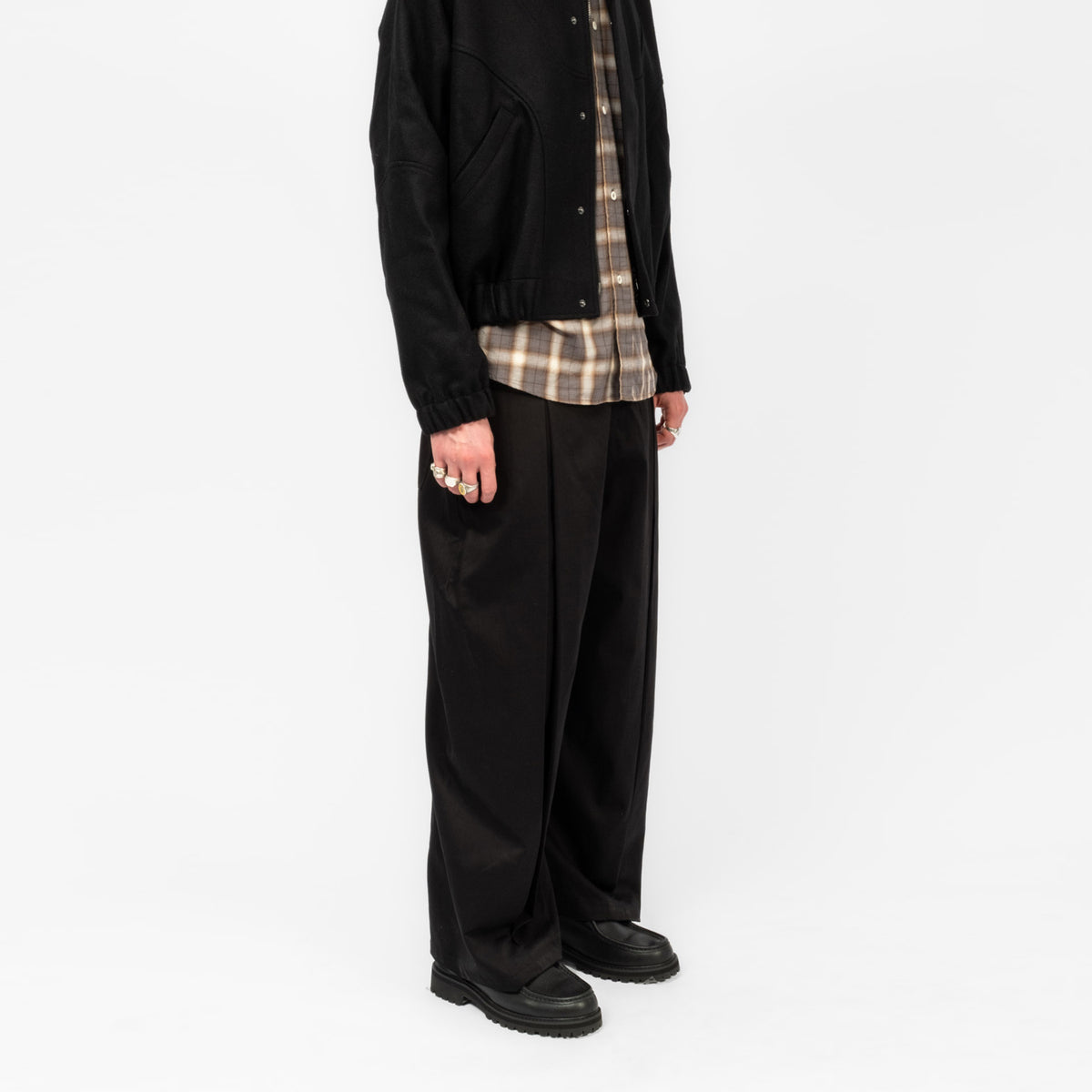 [SAGE NATION] BOX PLEAT TROUSER _ BLACK