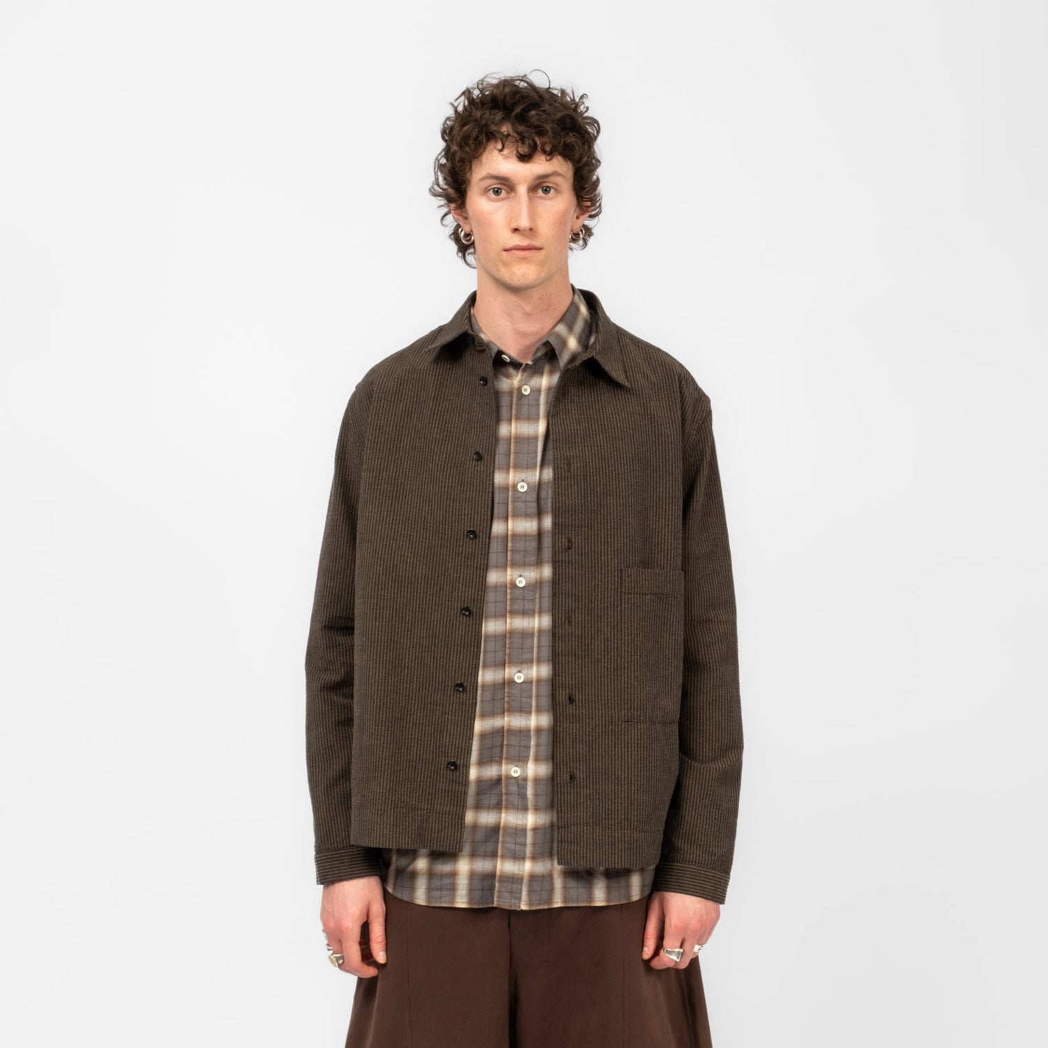 [SAGE NATION] NATAL SHIRT _ BROWN/NAVY STRIPE