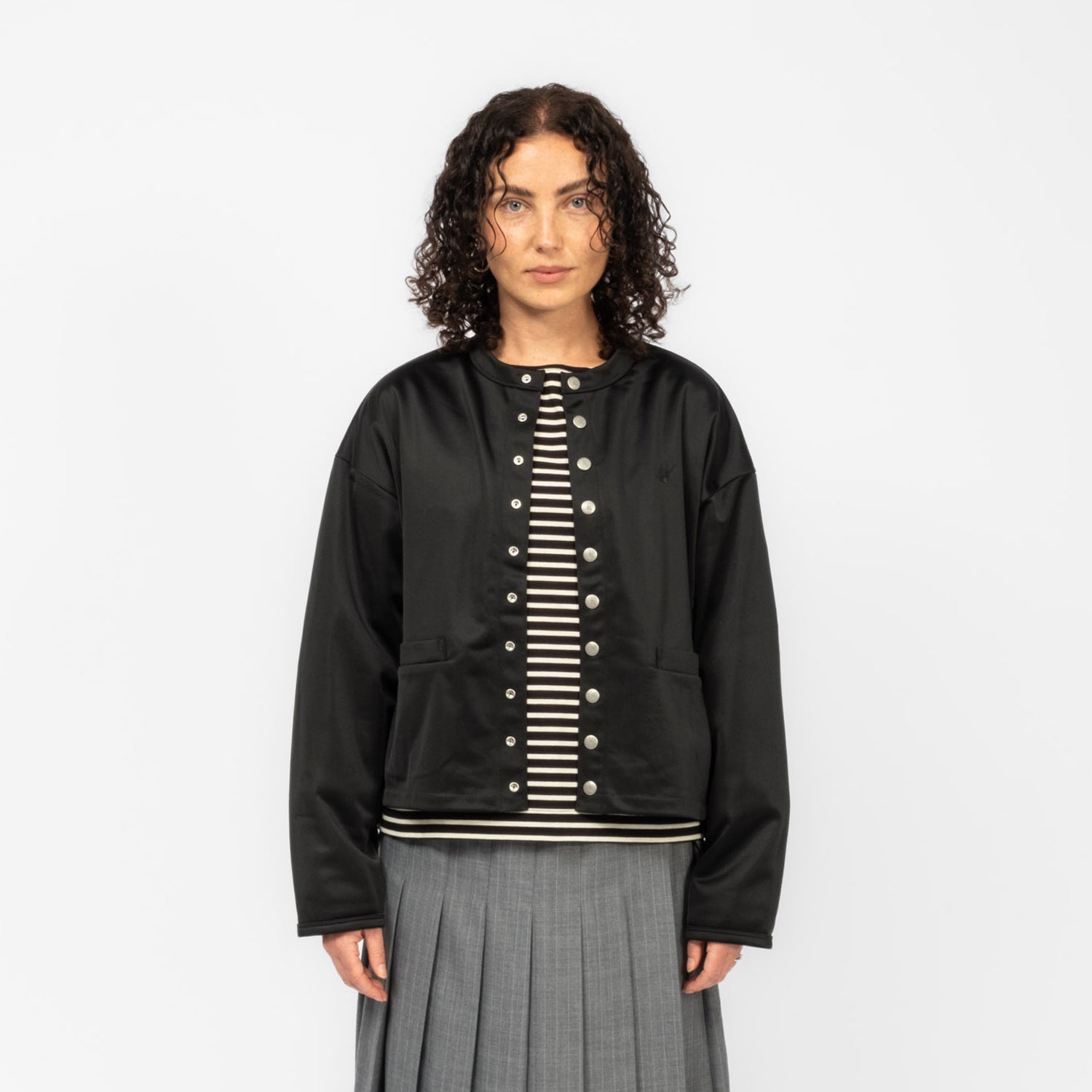 [RHODOLIRION] LAIDBACK SNAP CARDIGAN _ BLACK