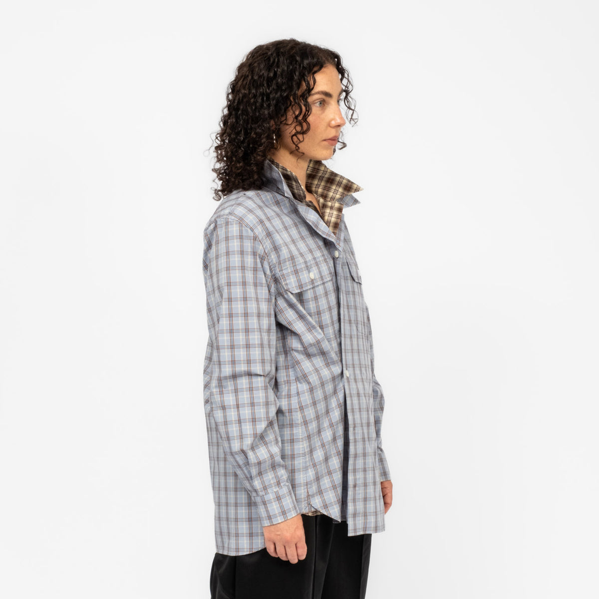 [RHODOLIRION] DOUBLE LAYER WORK SHIRT _ SAX