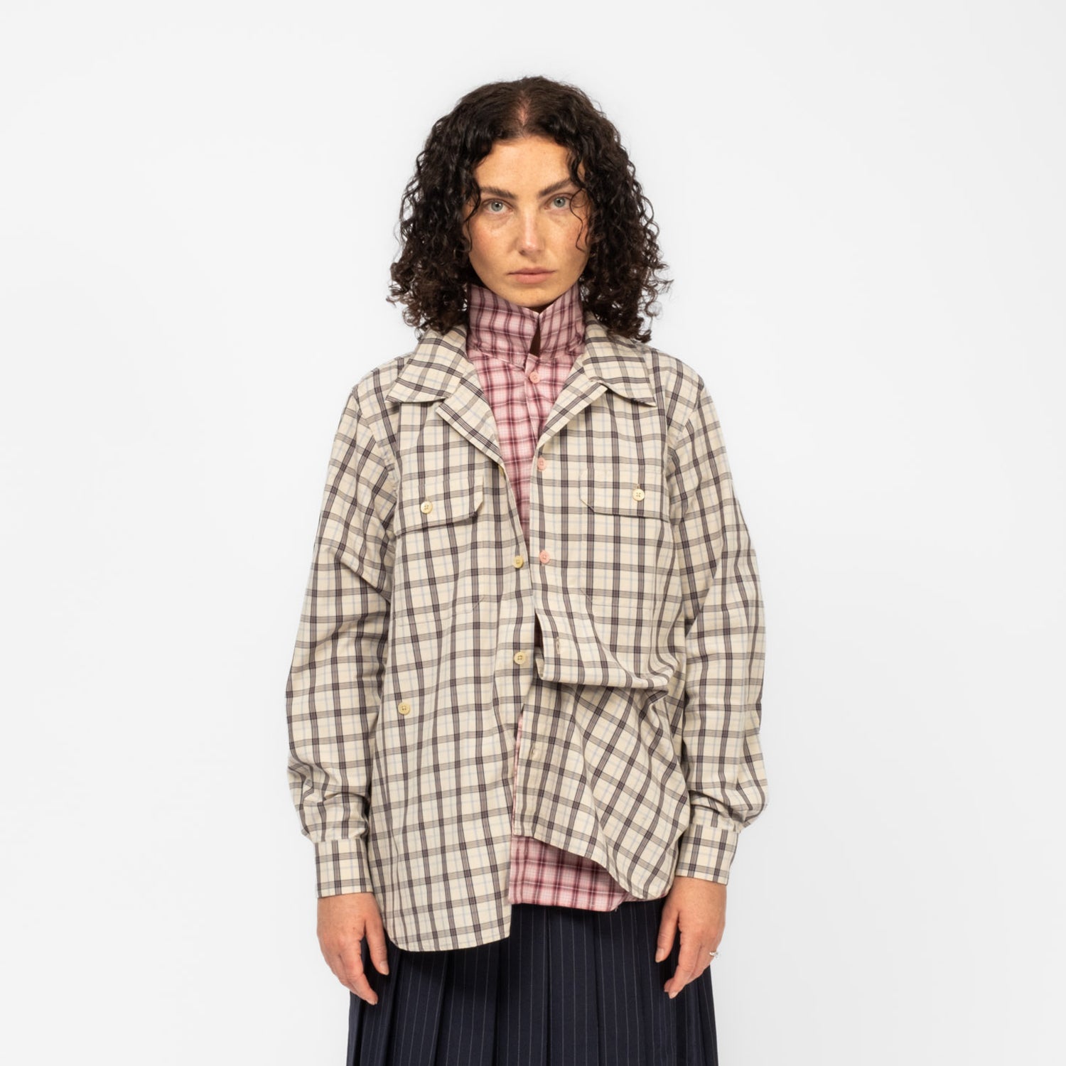 [RHODOLIRION] DOUBLE LAYER WORK SHIRT _ BEIGE