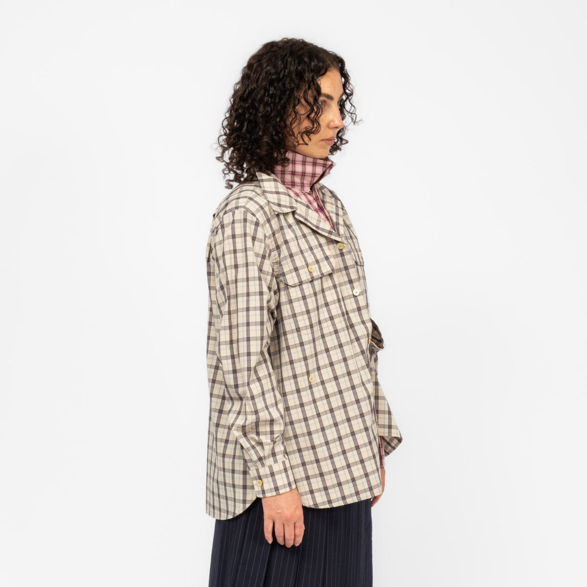 [RHODOLIRION] DOUBLE LAYER WORK SHIRT _ BEIGE