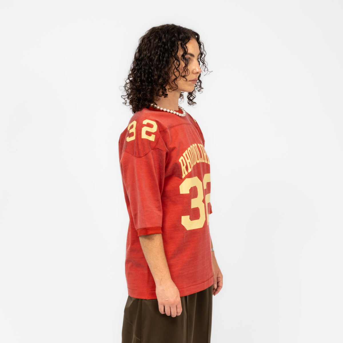 [RHODOLIRION] DAMAGED FOOTBALL TEE _ RED