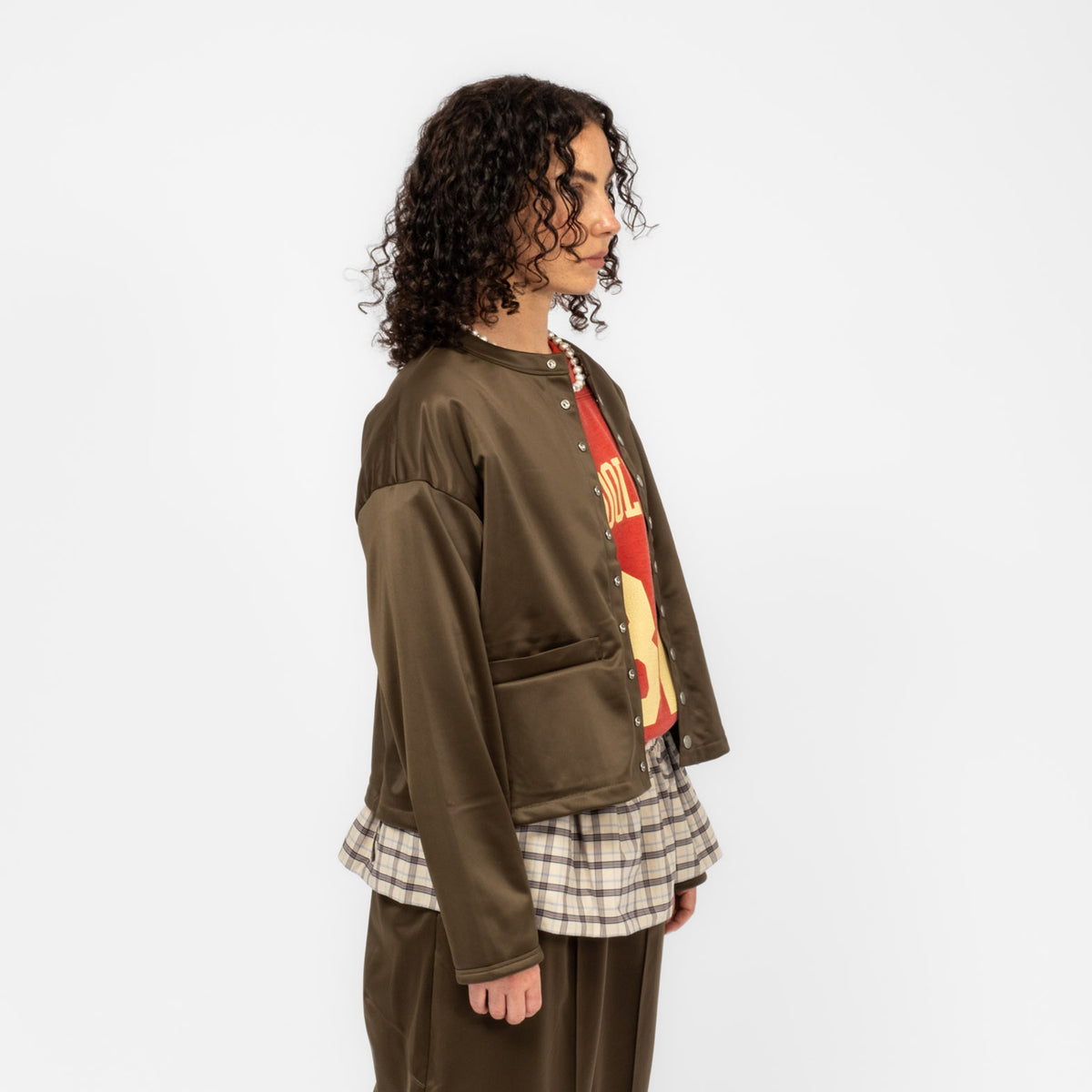 [RHODOLIRION] LAIDBACK SNAP CARDIGAN _ OLIVE