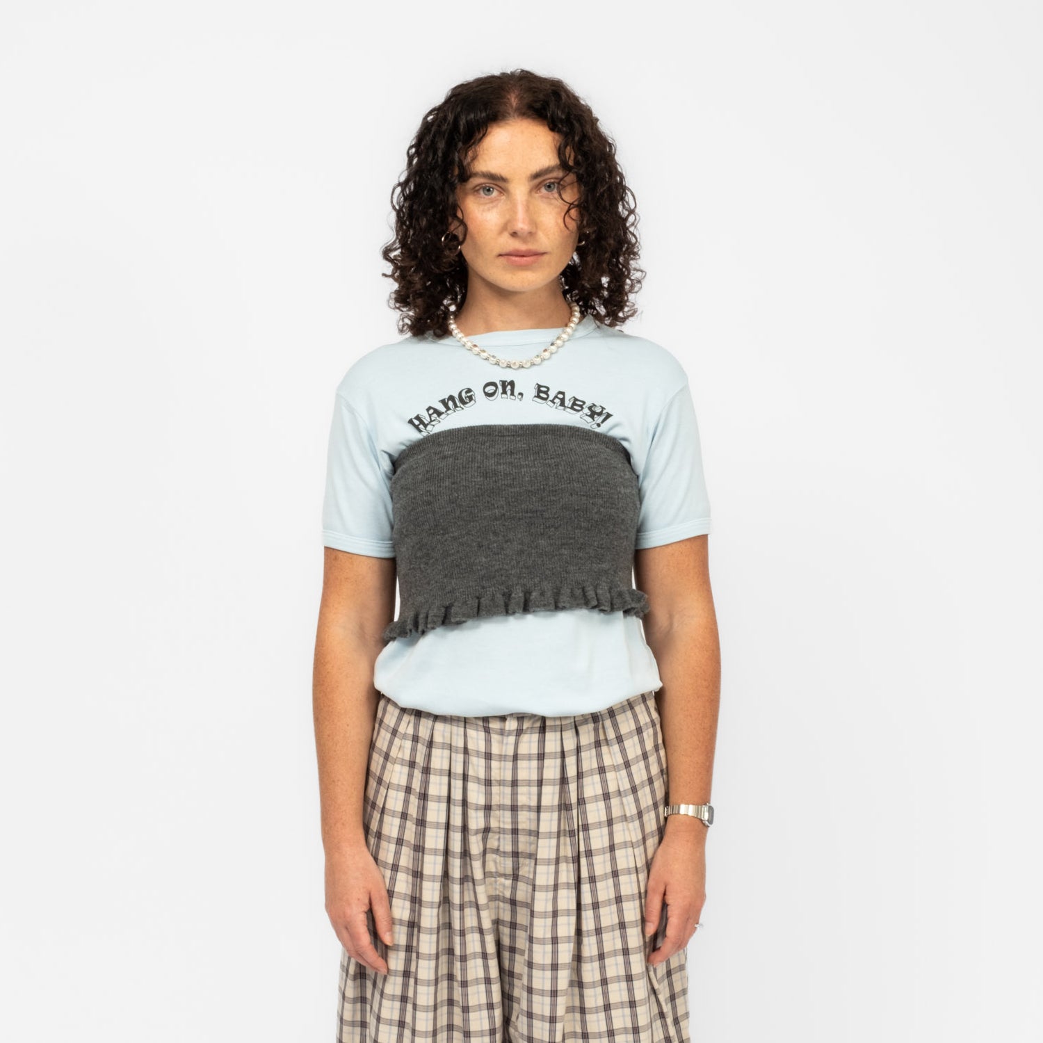 [RHODOLIRION] BANDEAU KNIT TOP _ GREY