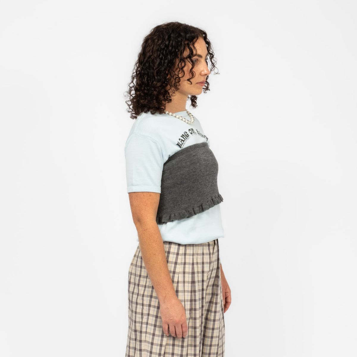 [RHODOLIRION] BANDEAU KNIT TOP _ GREY