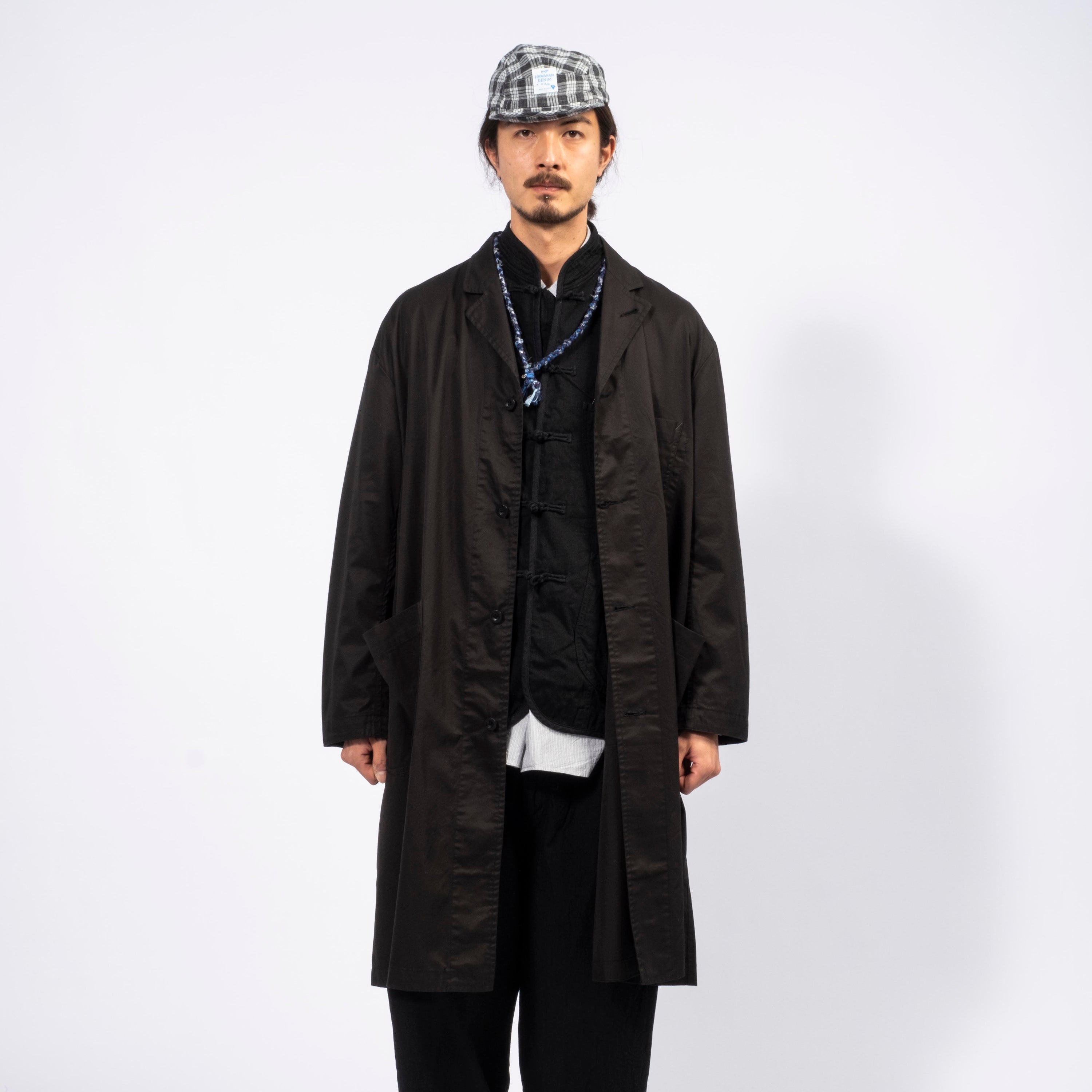 [PORTER CLASSIC] GABARDINE LAB COAT _ BLACK