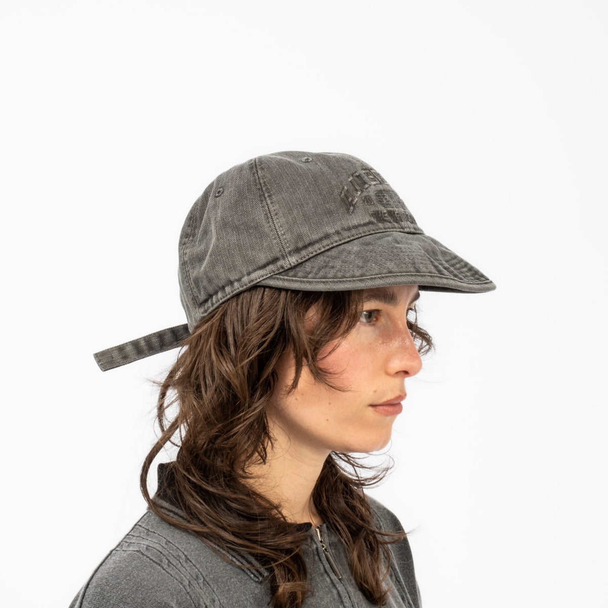 [AJOBYAJO] WASHED HERRINGBONE SOFT BRIM CAP _ CHARCOAL