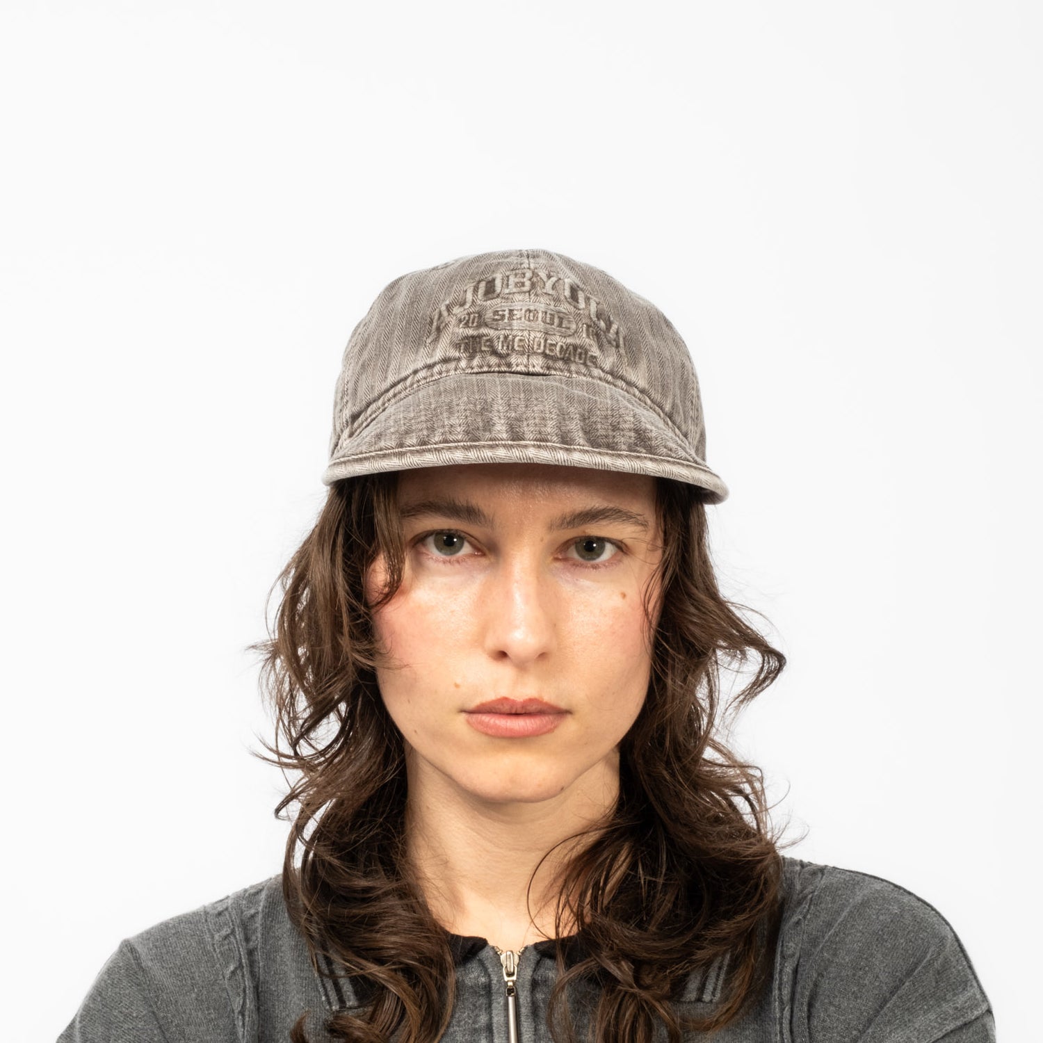 [AJOBYAJO] WASHED HERRINGBONE SOFT BRIM CAP _ MOCHA