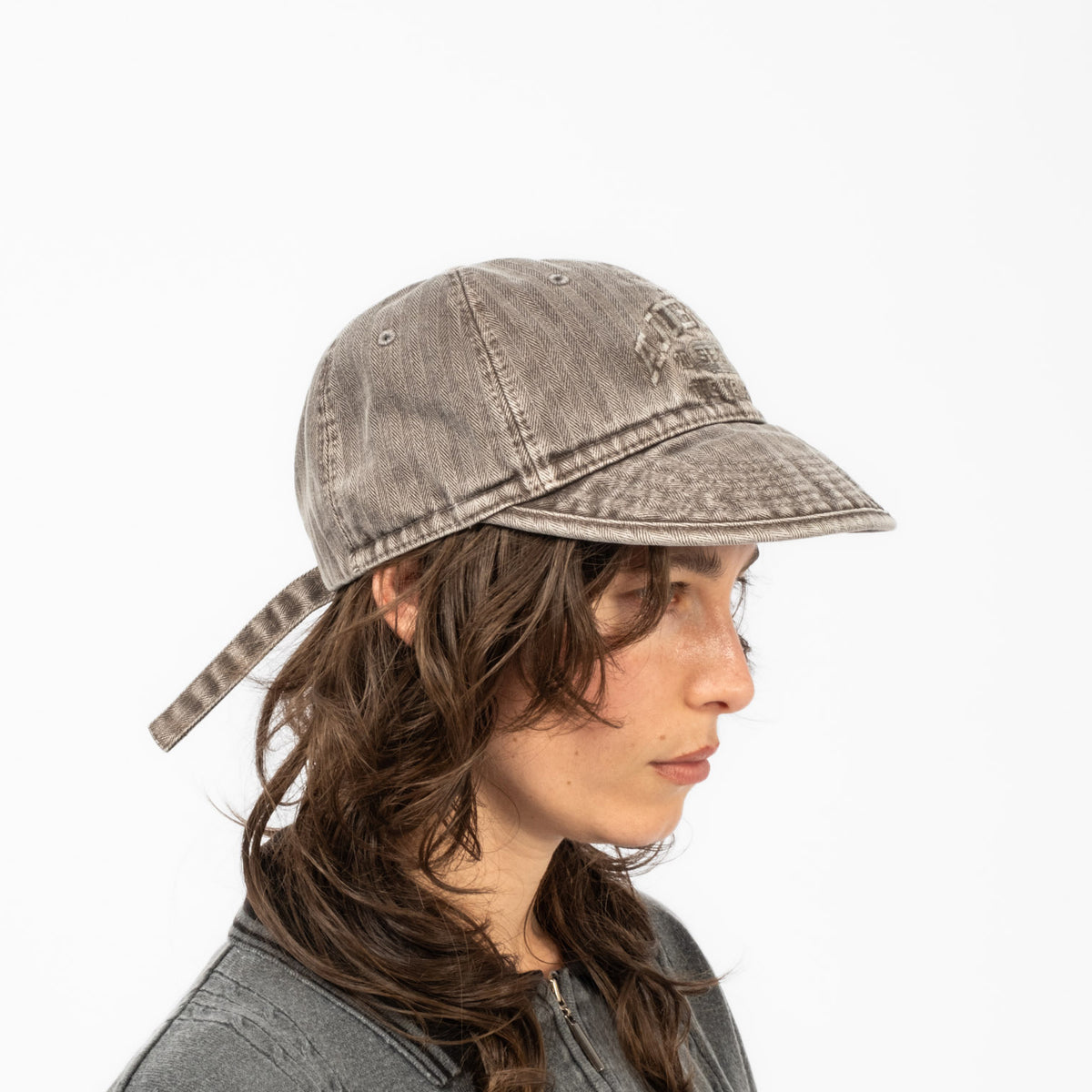[AJOBYAJO] WASHED HERRINGBONE SOFT BRIM CAP _ MOCHA