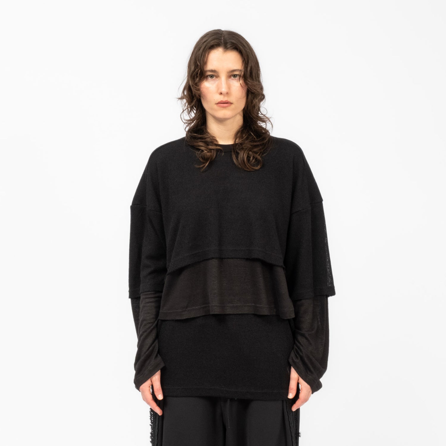 [AJOBYAJO] TRIPLE LAYERED LONG SLEEVE _ BLACK