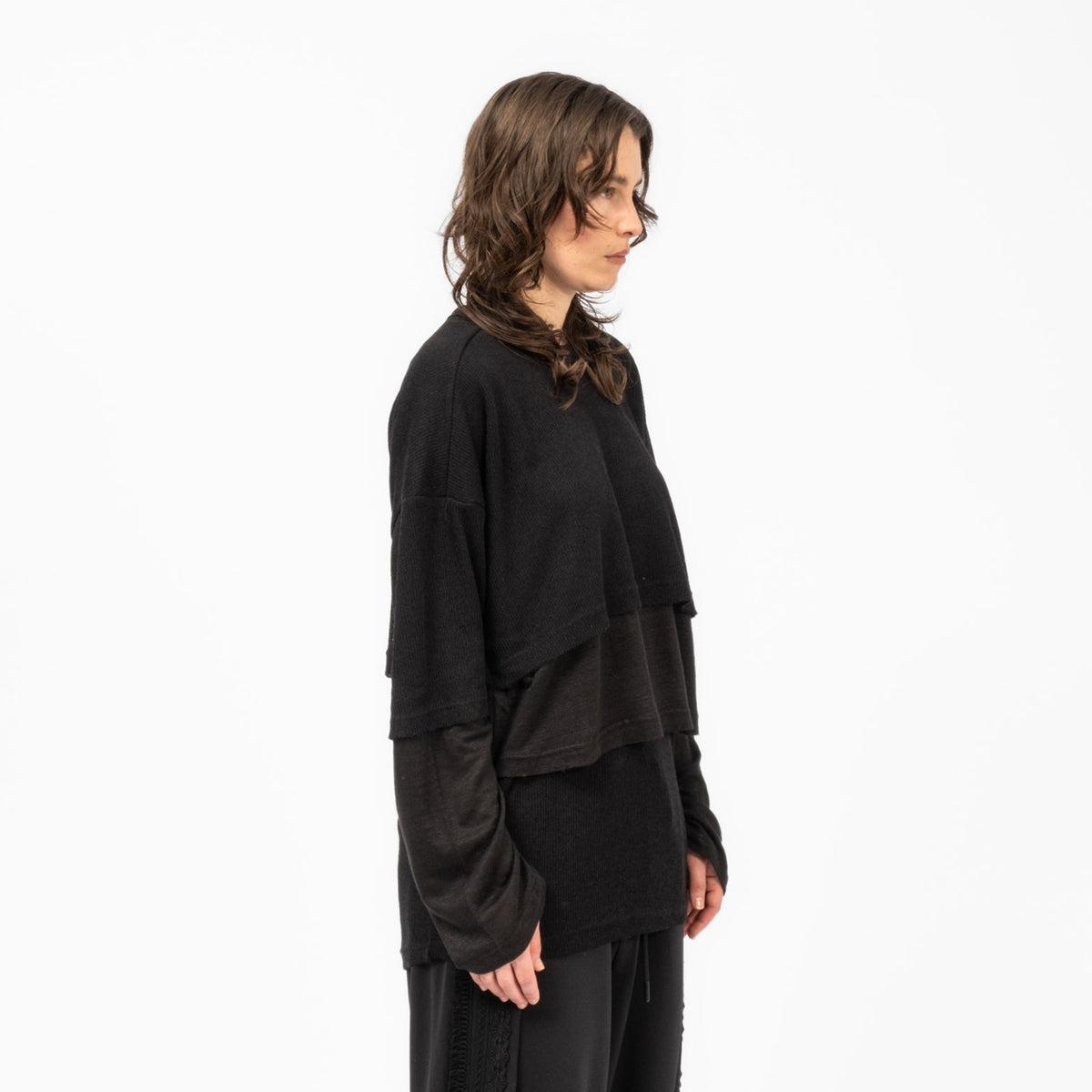 [AJOBYAJO] TRIPLE LAYERED LONG SLEEVE _ BLACK