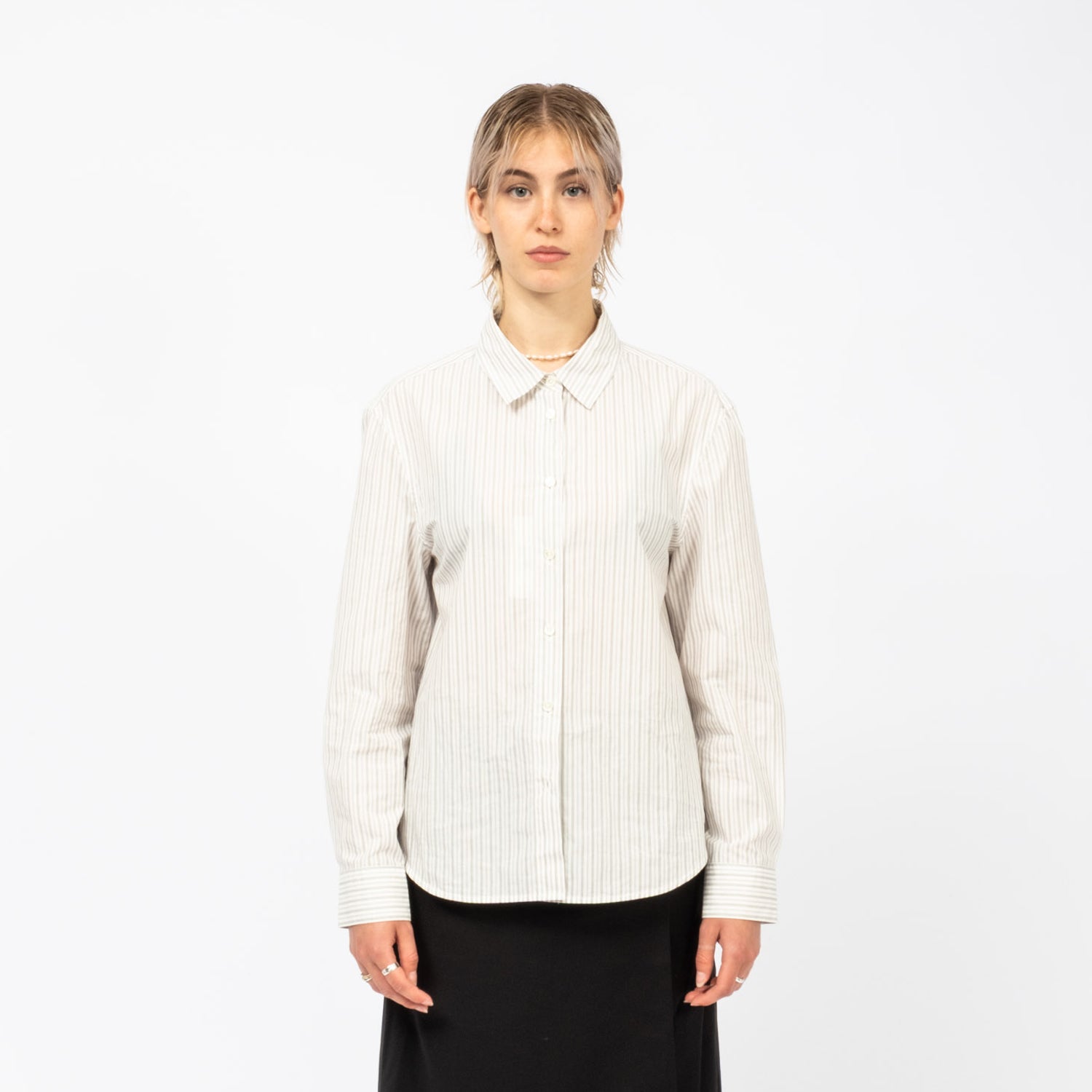 [DUNST] ESSENTIAL SLIM STRIPED SHIRT _ GREY STRIPE