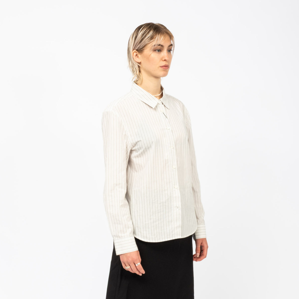 [DUNST] ESSENTIAL SLIM STRIPED SHIRT _ GREY STRIPE