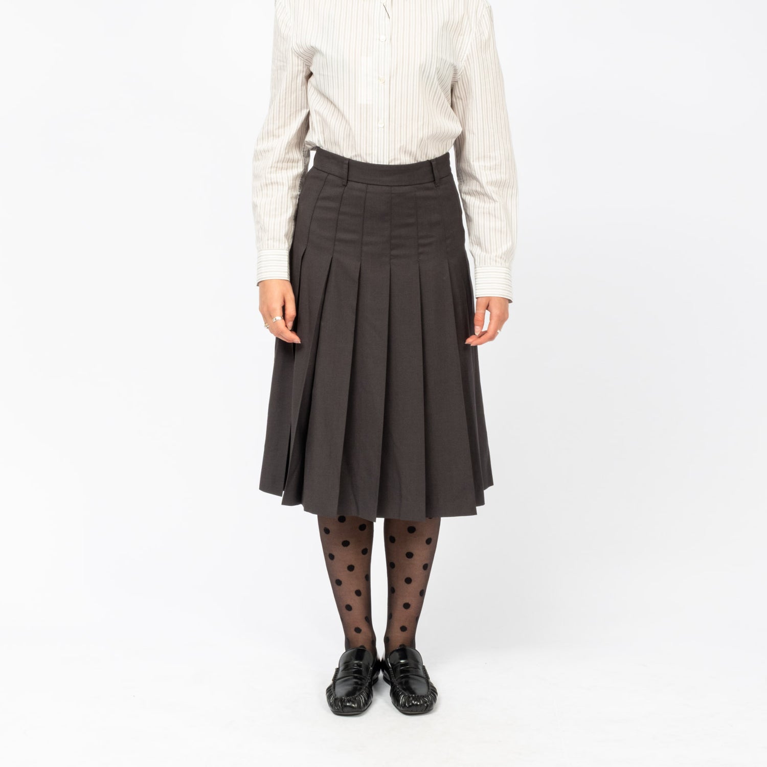 [DUNST] PLEATS LONG SKIRT _ CHARCOAL GREY