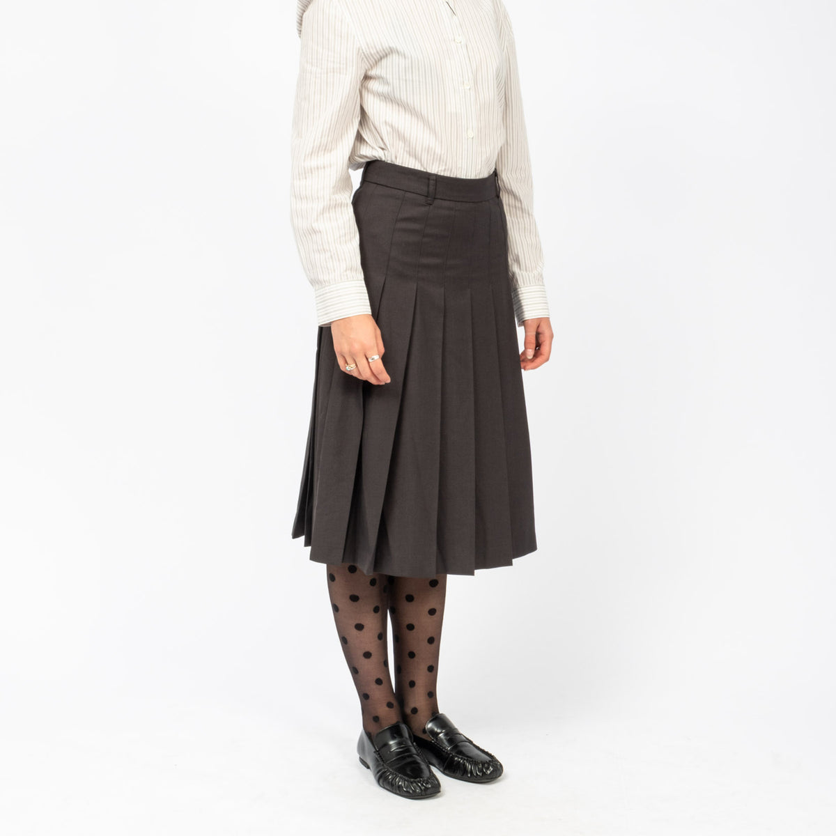[DUNST] PLEATS LONG SKIRT _ CHARCOAL GREY