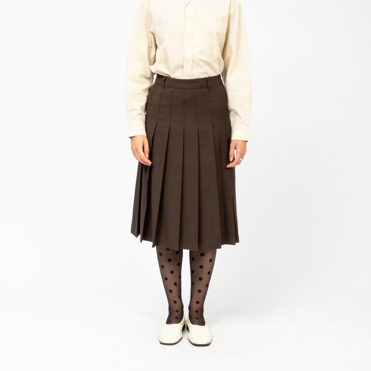 [DUNST] PLEATS LONG SKIRT _ BROWN
