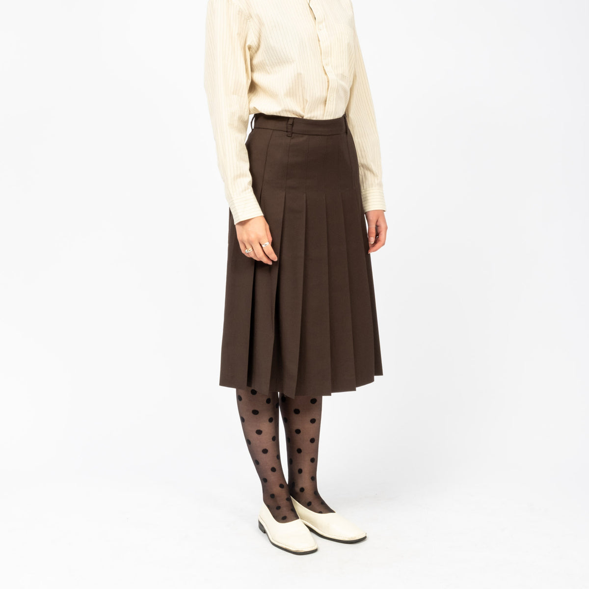 [DUNST] PLEATS LONG SKIRT _ BROWN