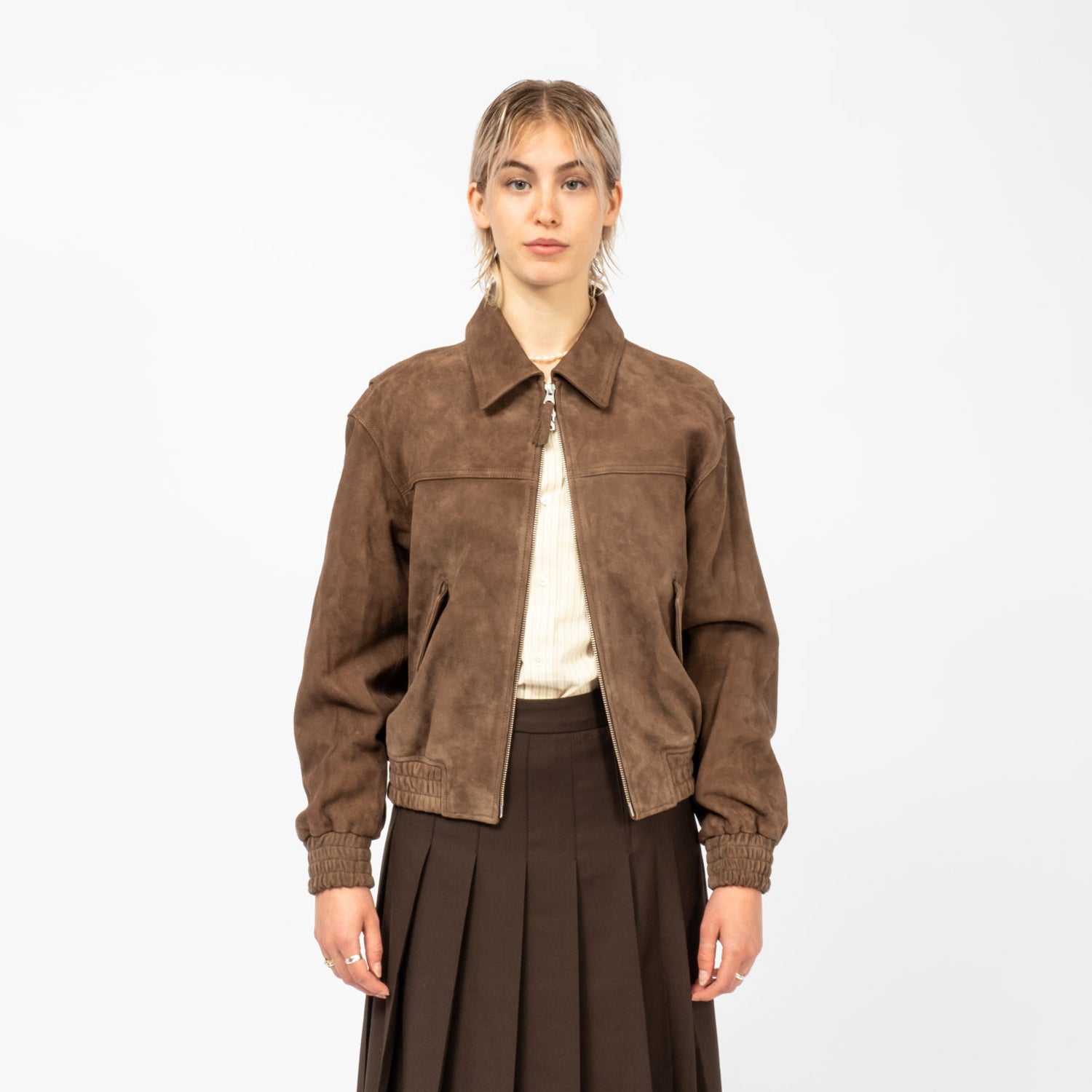 [DUNST] UNISEX REFINED SUEDE BLOUSON _ TAUPE SUEDE