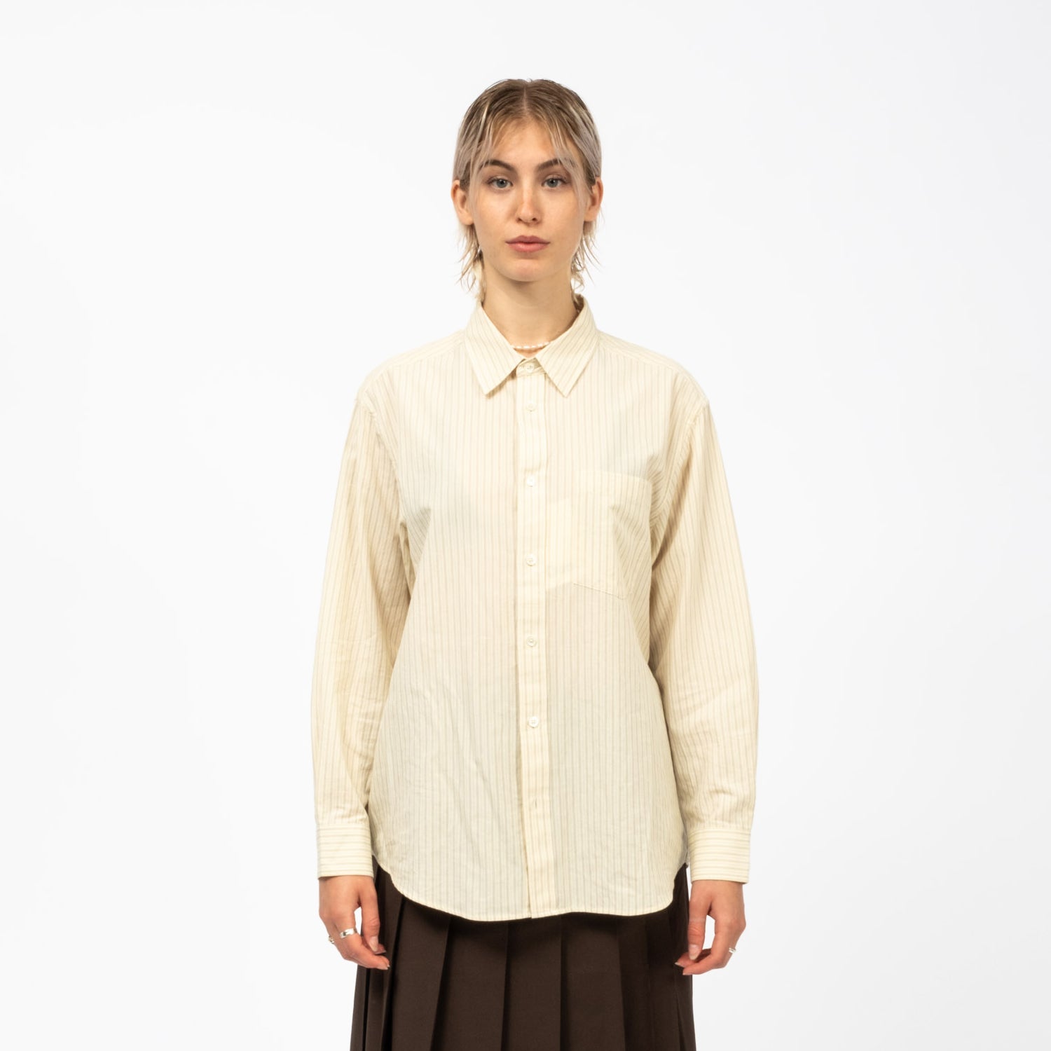 [DUNST] UNISEX INFORMAL SHIRT _ IVORY STRIPE