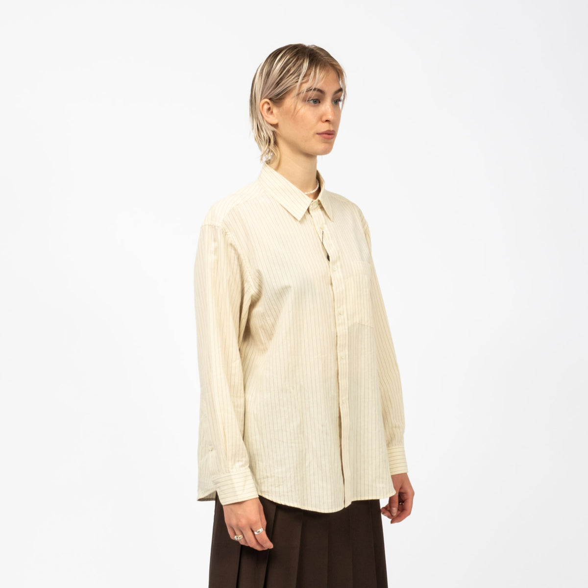 [DUNST] UNISEX INFORMAL SHIRT _ IVORY STRIPE