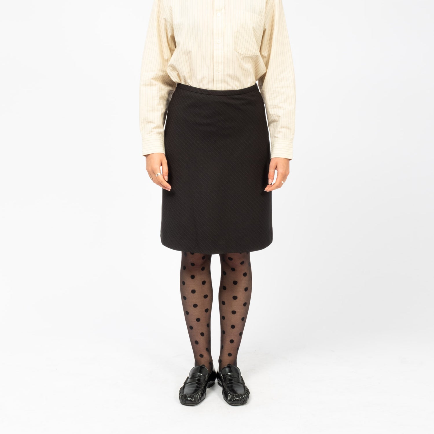 [DUNST] BIAS MIDI STRIPED SKIRT _ BLACK STRIPE