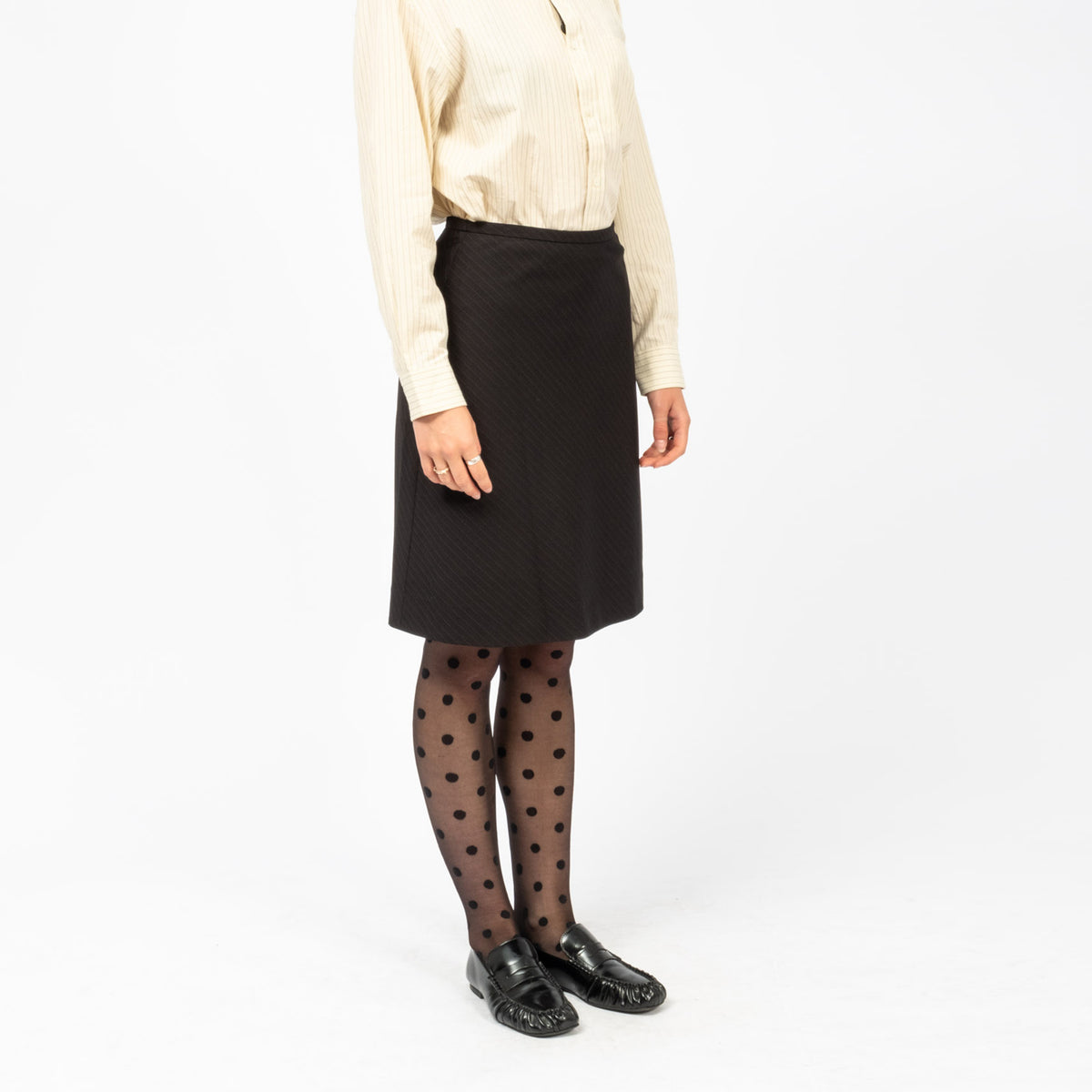 [DUNST] BIAS MIDI STRIPED SKIRT _ BLACK STRIPE