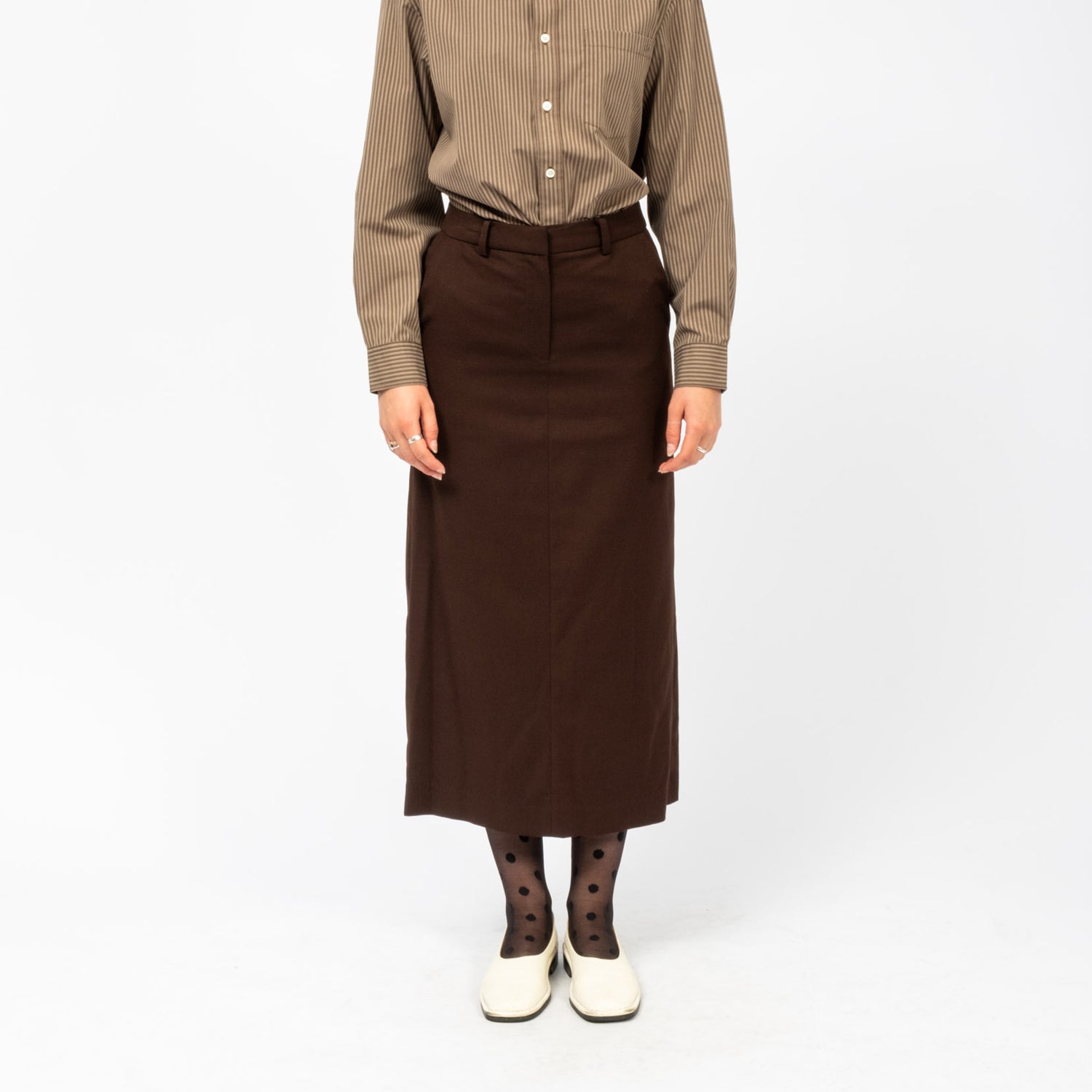 [DUNST] H-LINE LONG SKIRT _ BROWN
