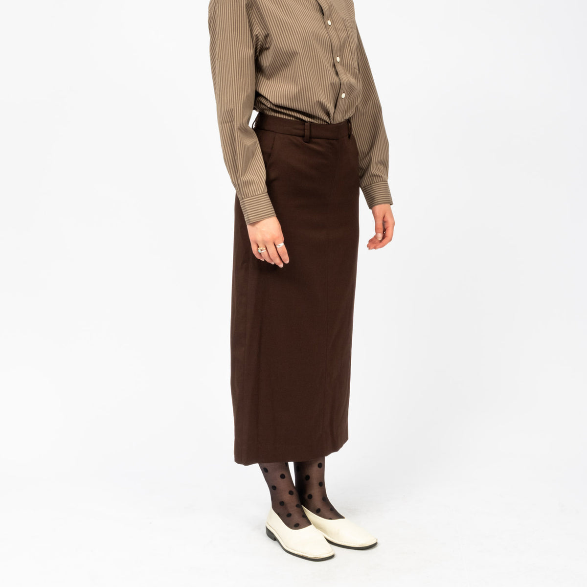 [DUNST] H-LINE LONG SKIRT _ BROWN