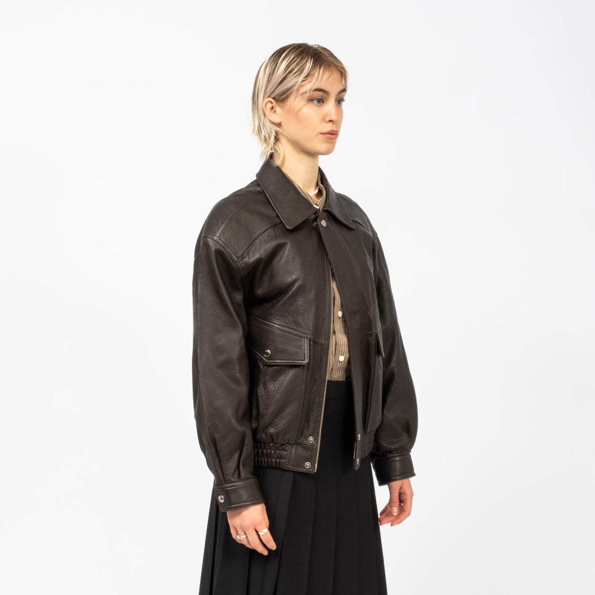 [DUNST] UNISEX OVERSIZED VINTAGE LEATHER BLOUSON _ BROWN