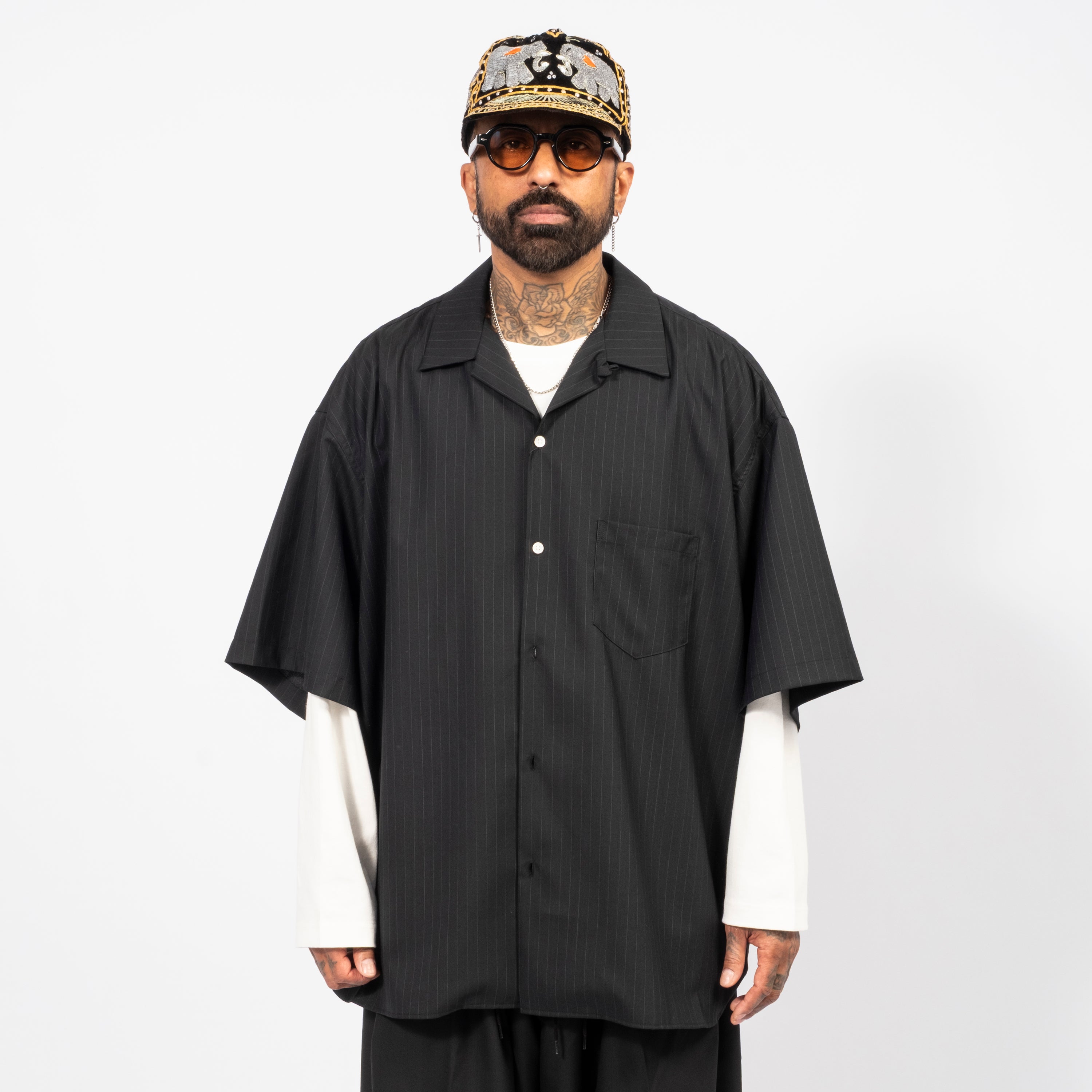 [SILLAGE] RE-ENGINEERED OVERSHIRT SHORT SLEEVE _ BLACK STRIPE