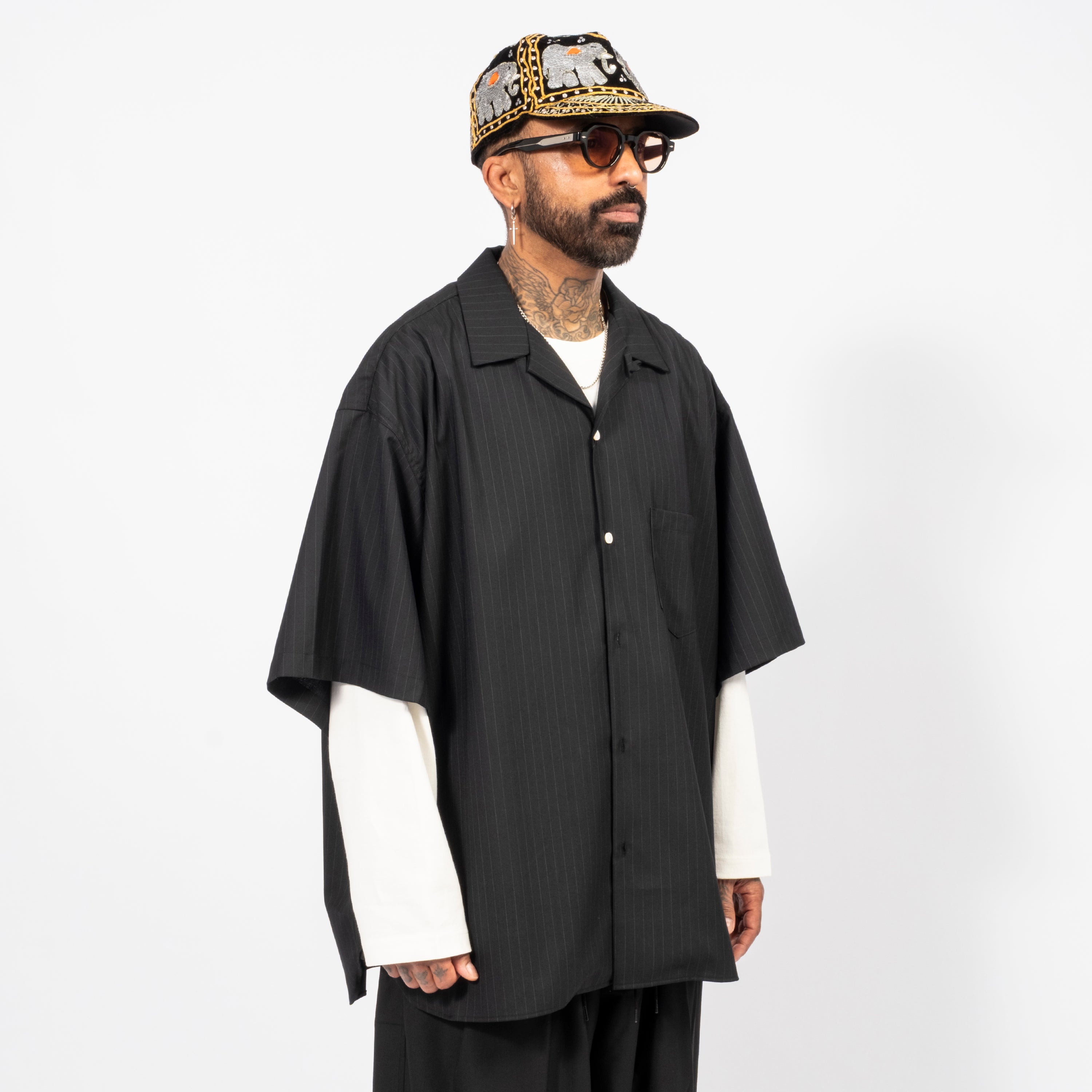 [SILLAGE] RE-ENGINEERED OVERSHIRT SHORT SLEEVE _ BLACK STRIPE