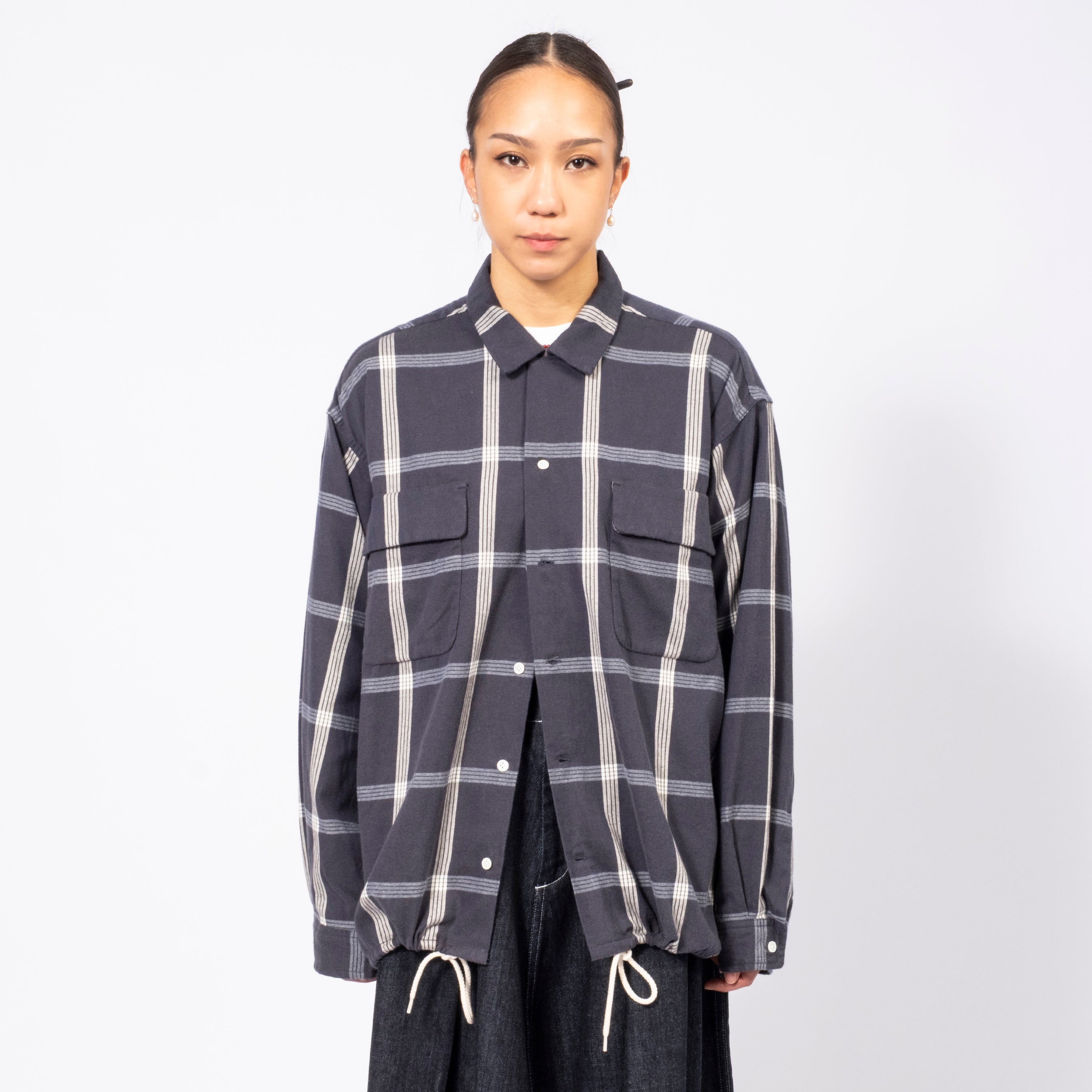 [NANAMICA] FLANNEL PALAKA CHECK SHIRT _ NAVY