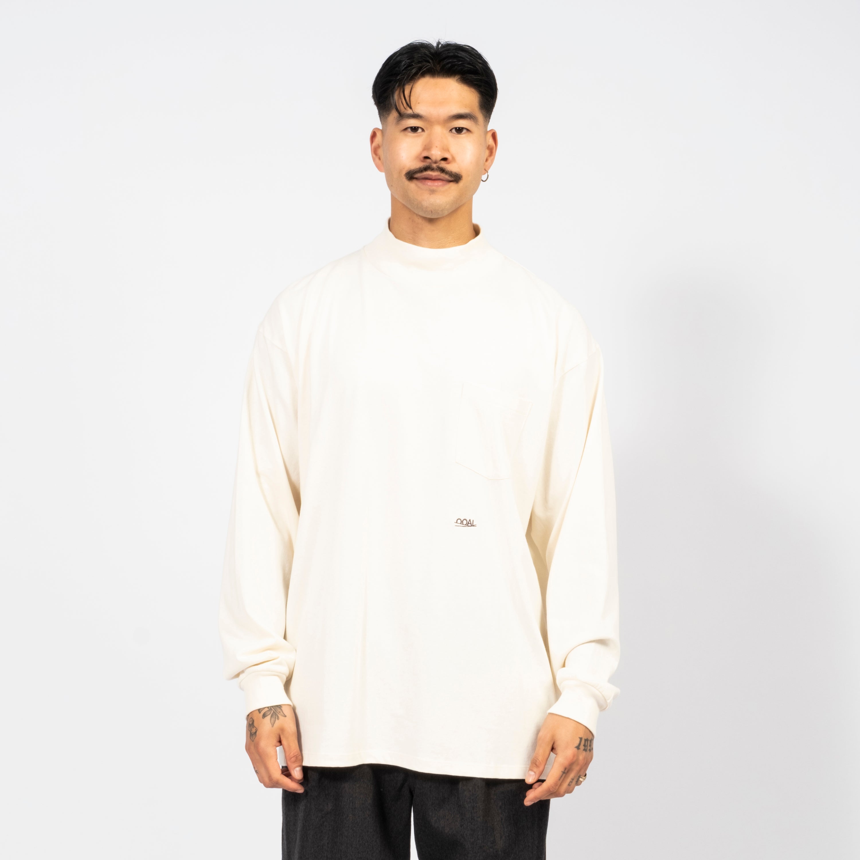 [NANAMICA] OOAL MOCK NECK L/S TEE _ IVORY