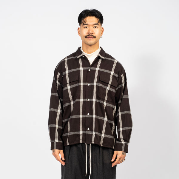 NANAMICA] FLANNEL PALAKA CHECK SHIRT _ BLACK