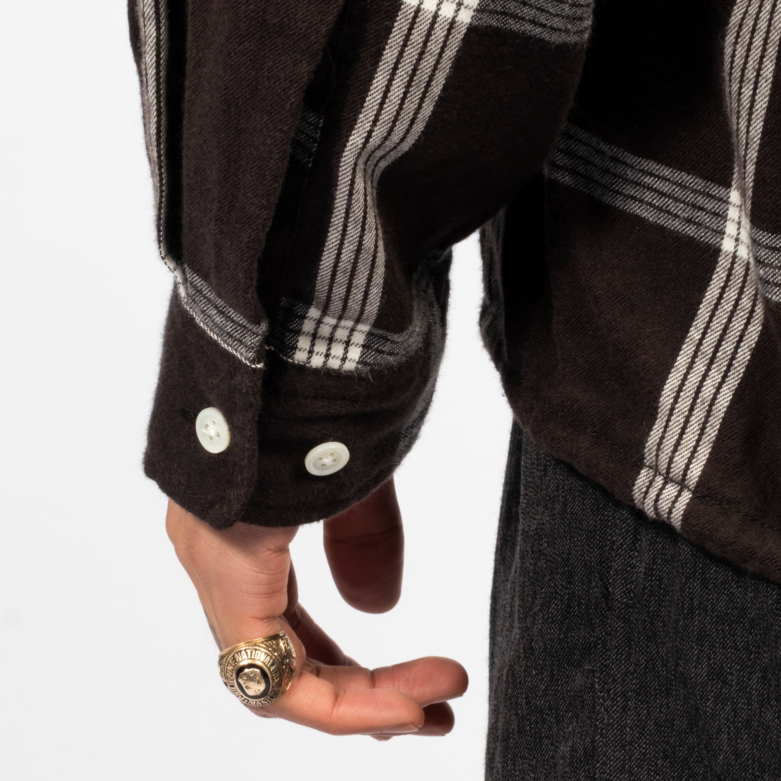 NANAMICA] FLANNEL PALAKA CHECK SHIRT _ BLACK