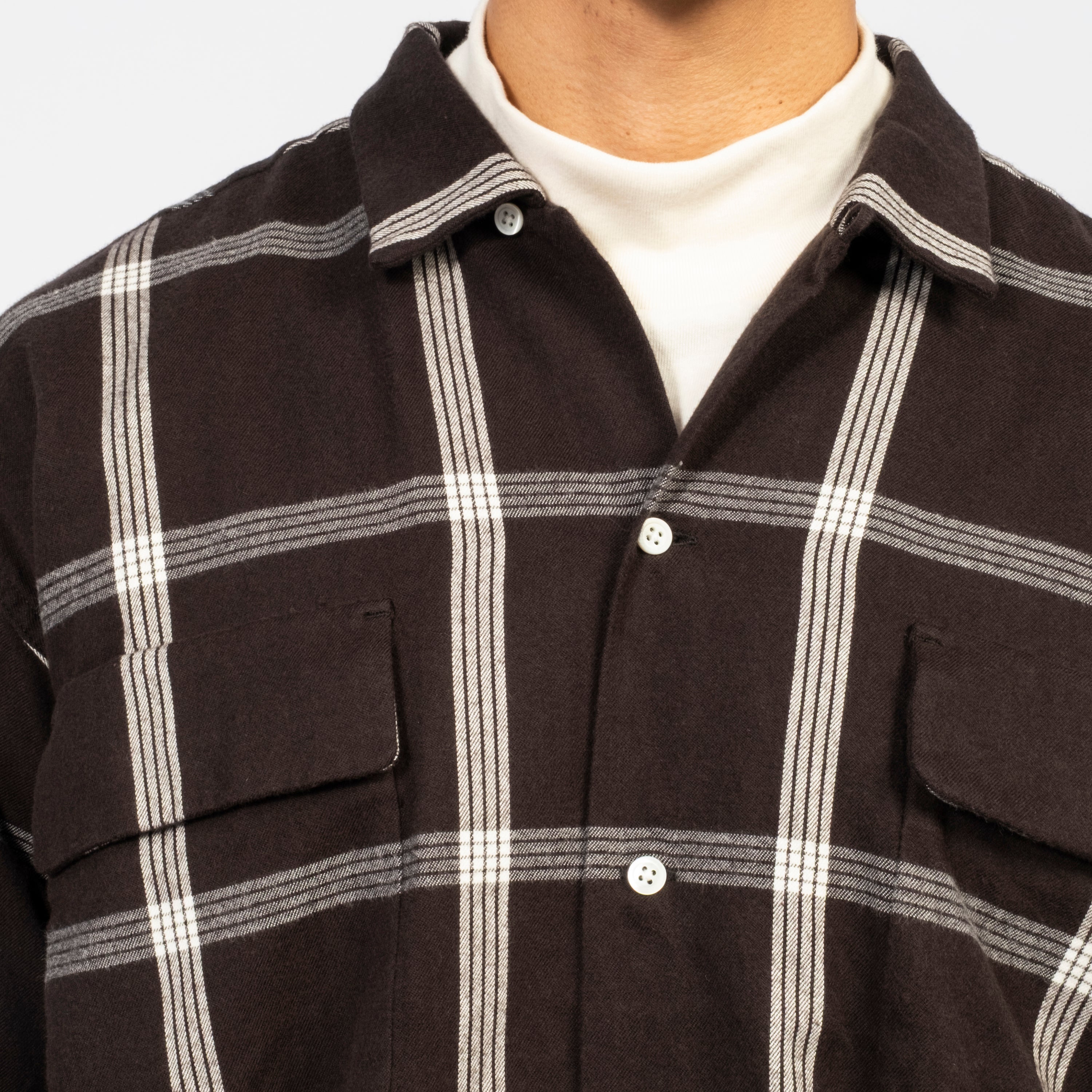 NANAMICA] FLANNEL PALAKA CHECK SHIRT _ BLACK