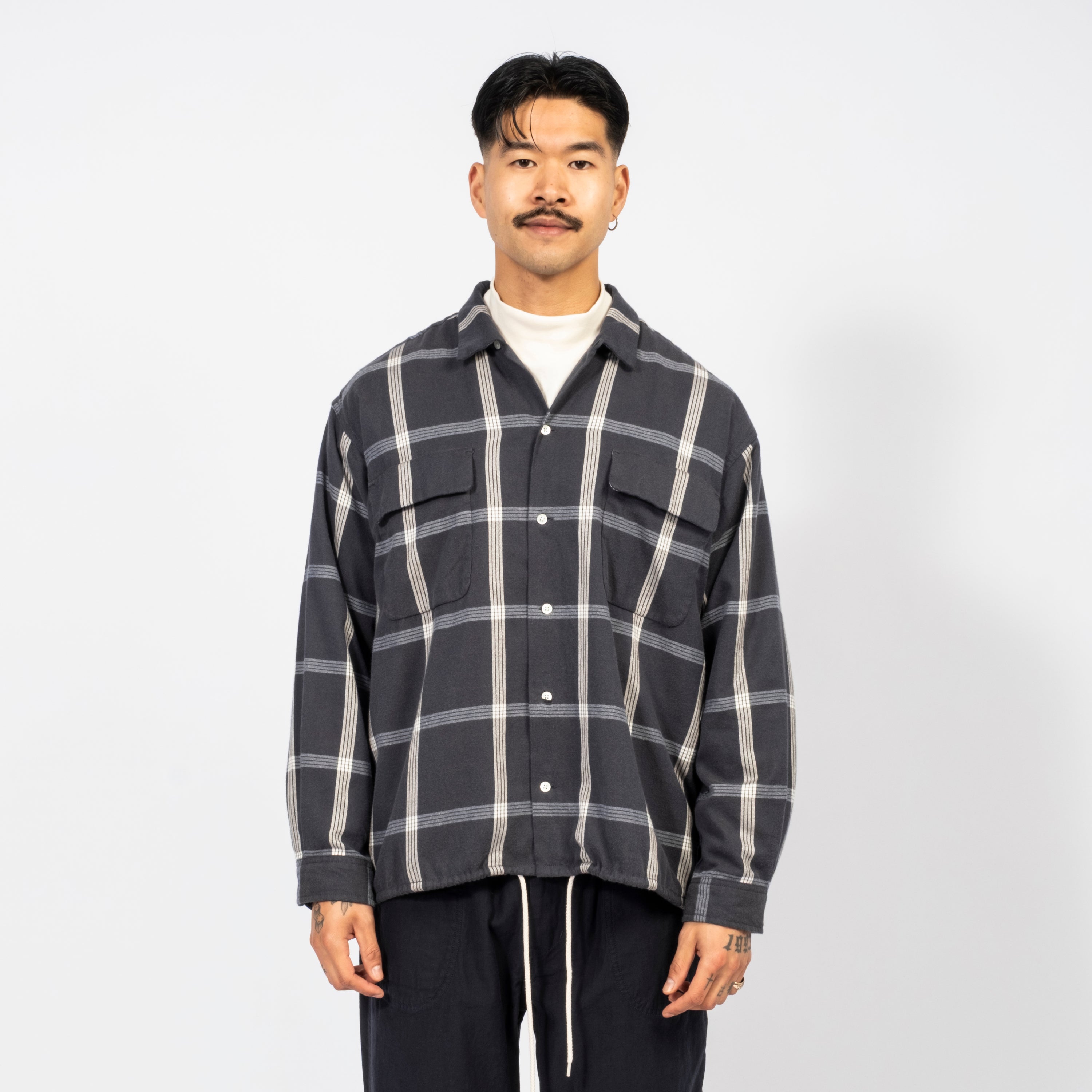 [NANAMICA] FLANNEL PALAKA CHECK SHIRT _ NAVY