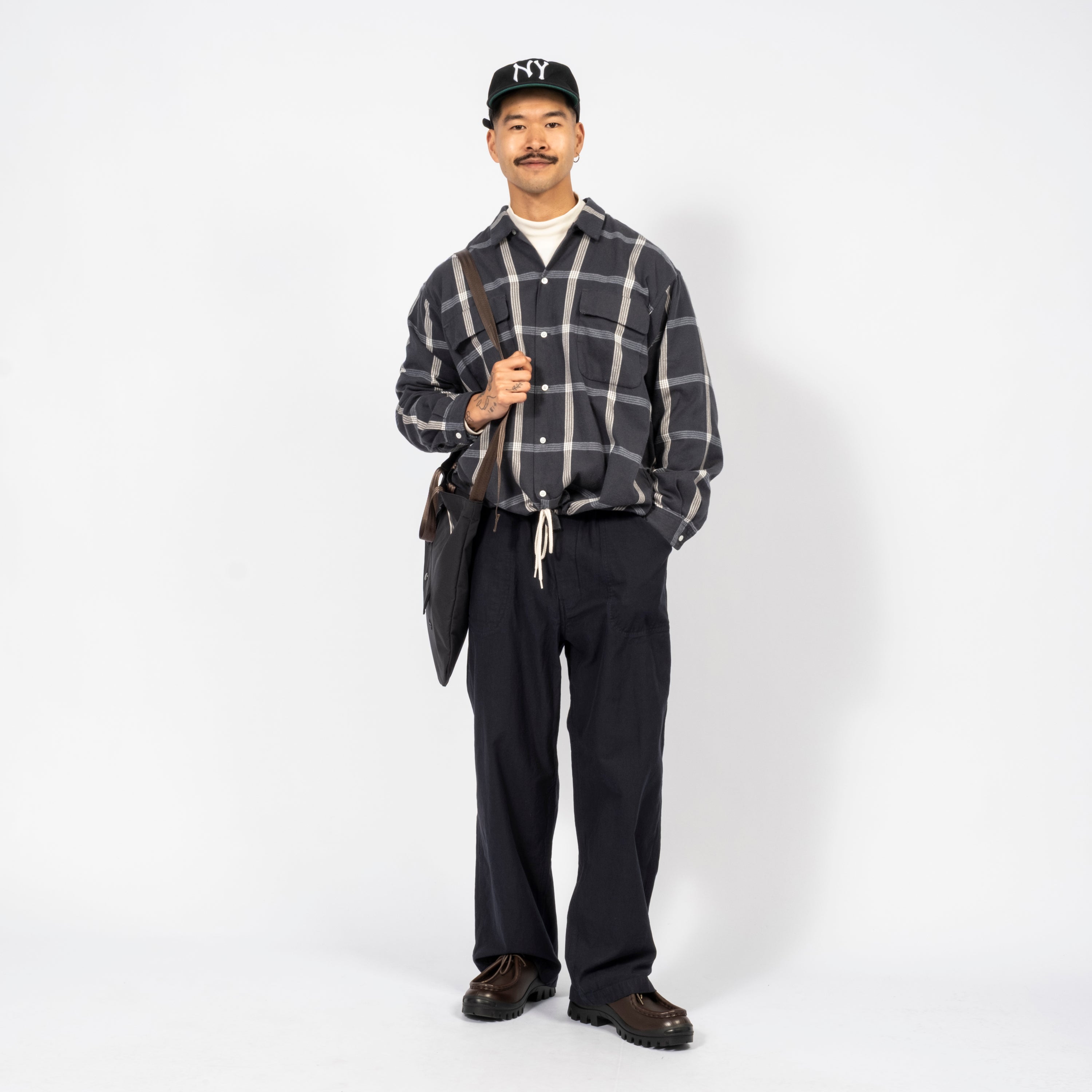 NANAMICA] FLANNEL PALAKA CHECK SHIRT _ NAVY