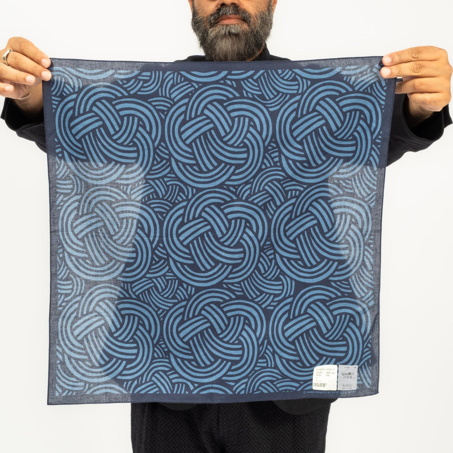 [BLUE BLUE JAPAN] UNISEX WOVEN MIZUHIKI PATTERNED BANDANA _ DARK NAVY