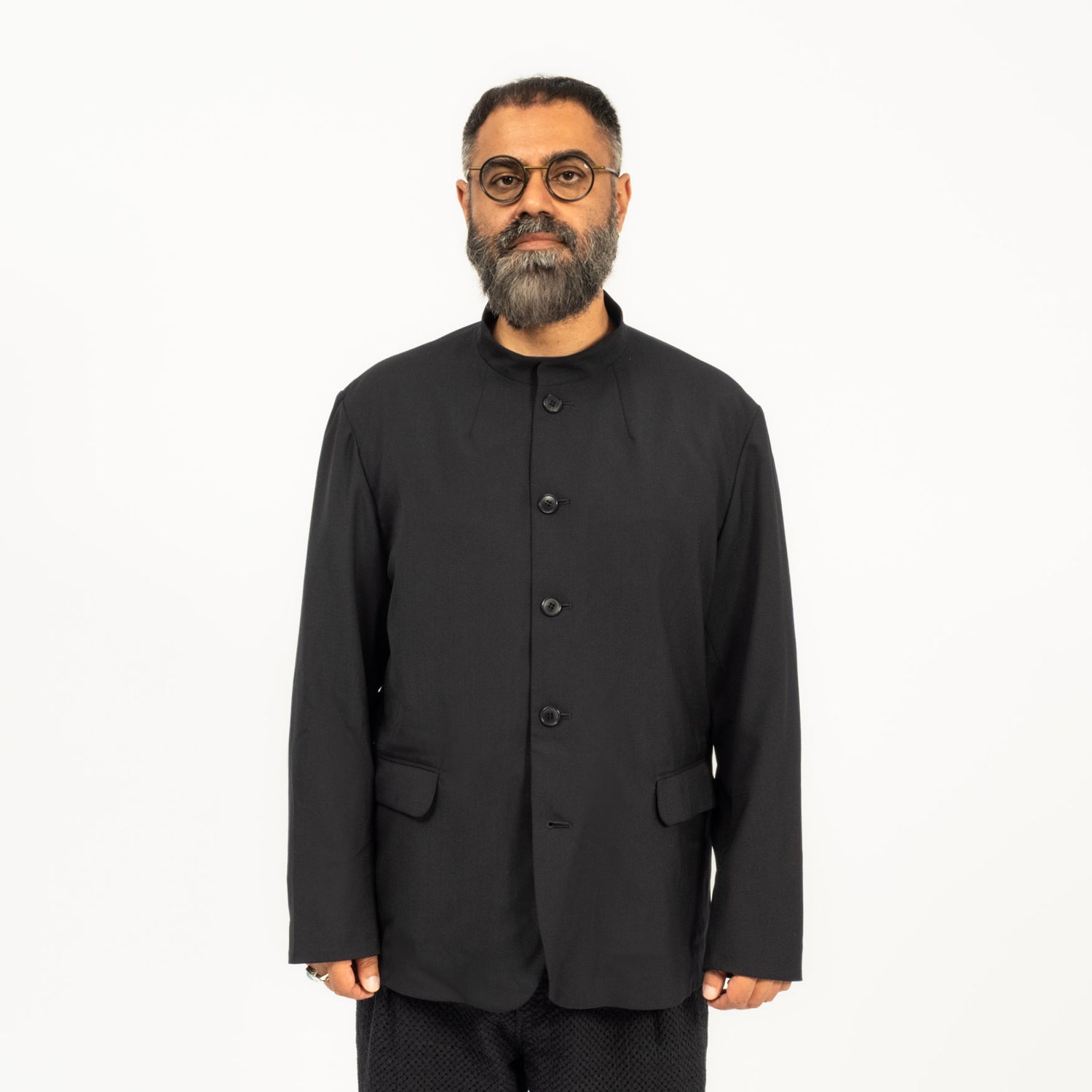 [BLUE BLUE JAPAN] J7154 MENS WOVEN DRY POPLINSTAND UP COLLAR JACKET _ DARK NAVY