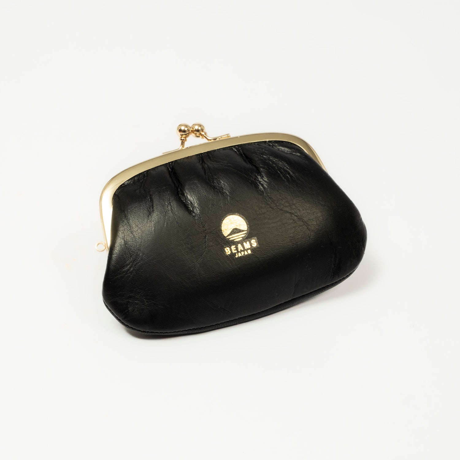 [BEAMS JAPAN] 5664-0184-018 COW LEATHER KISS-LOCK WALLET  _ BLACK